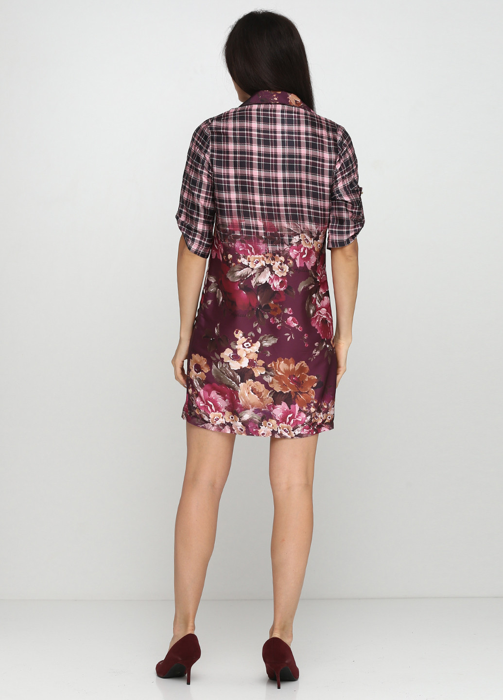 Комбинированное кэжуал платье рубашка Ageless с цветочным принтом
