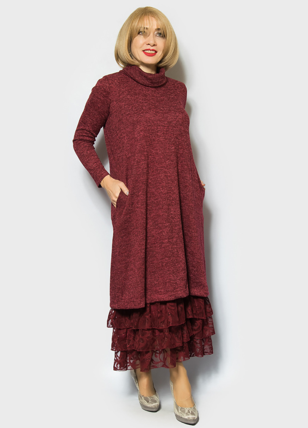 Бордовое кэжуал платье LibeAmore