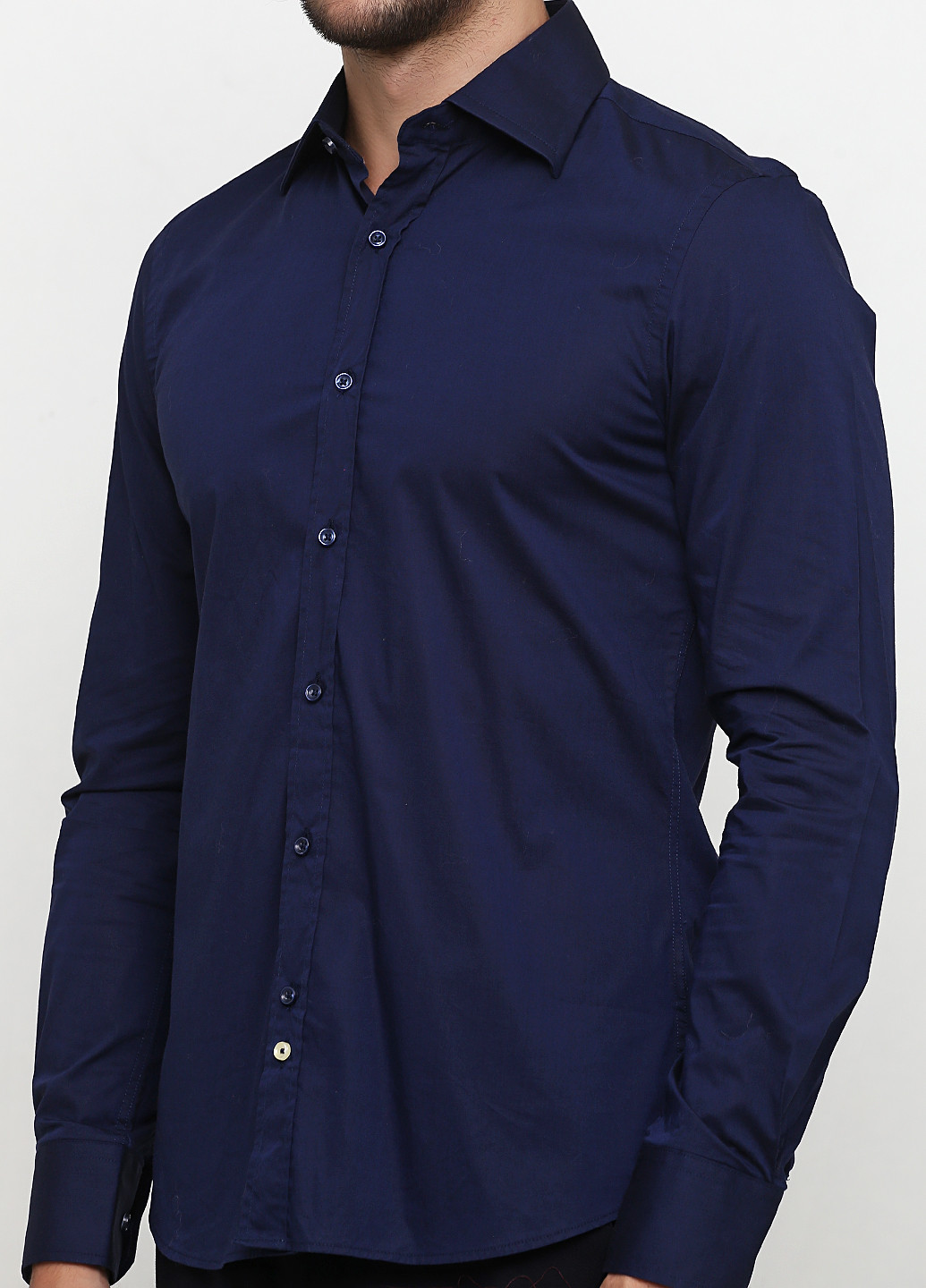 Темно-синяя кэжуал рубашка однотонная Guess by Marciano