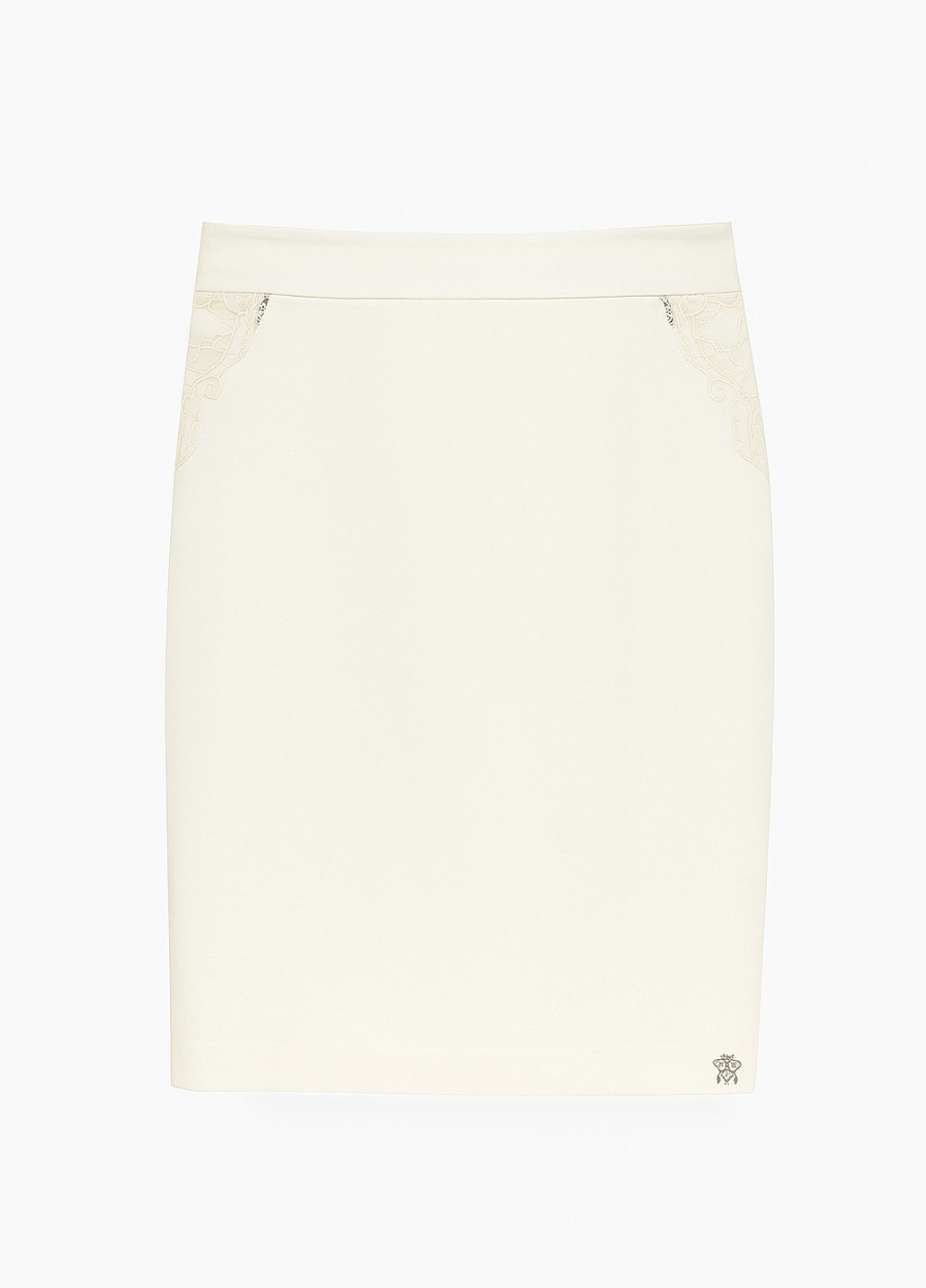 Молочная кэжуал однотонная юбка Sassofono карандаш