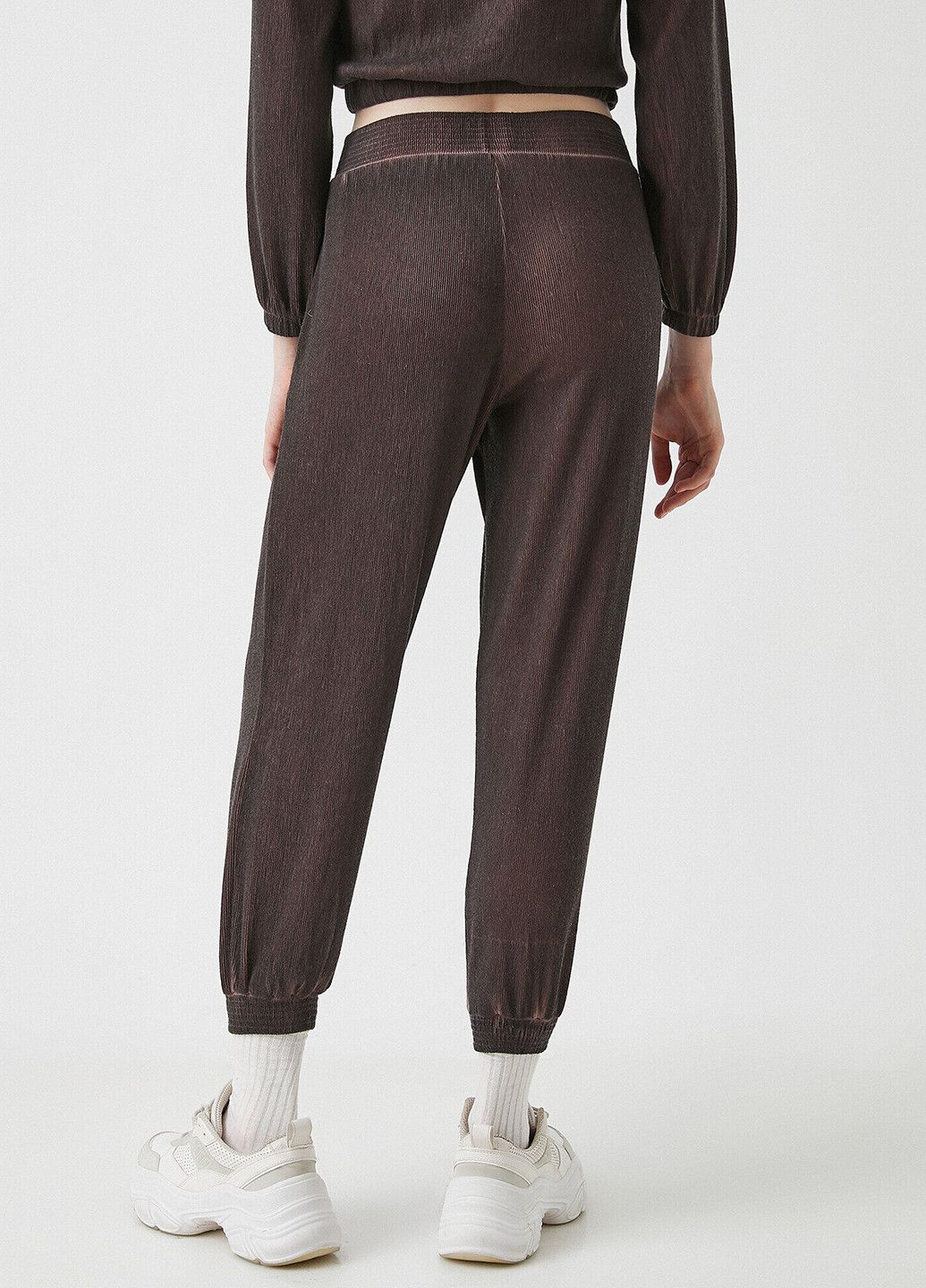Темно-коричневые кэжуал демисезонные укороченные, джоггеры брюки KOTON