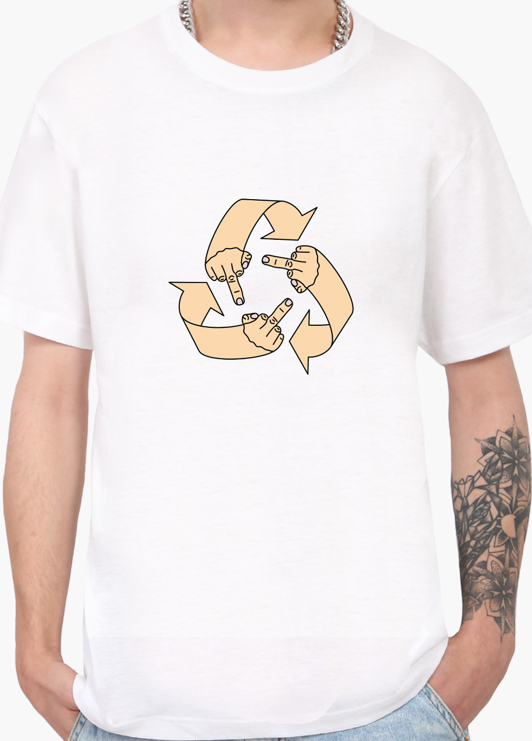 Біла футболка чоловіча еко фак білий (9223-2074) MobiPrint