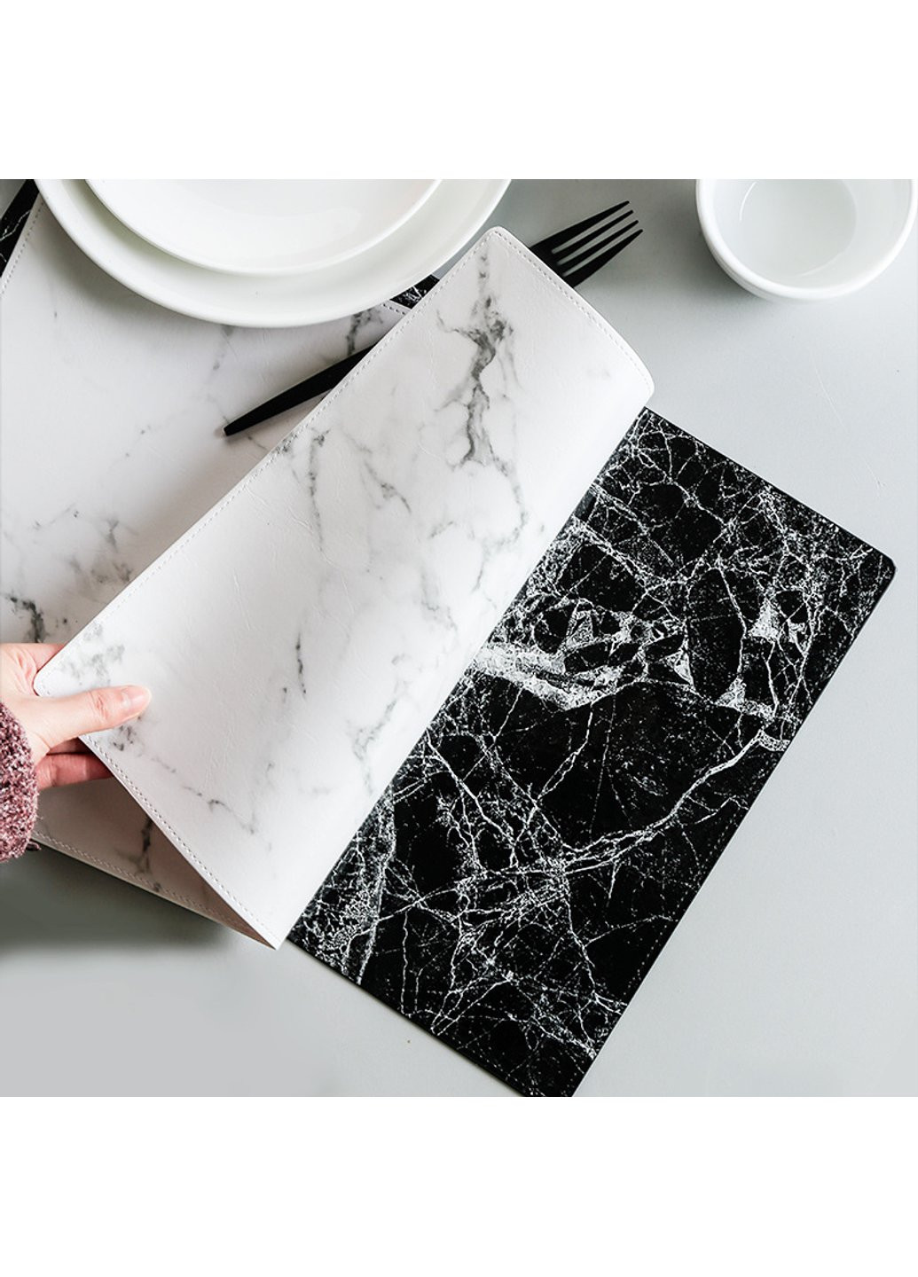 Салфетка сервировочная Мрамор 7398 45х30 см белая Power (254441004)
