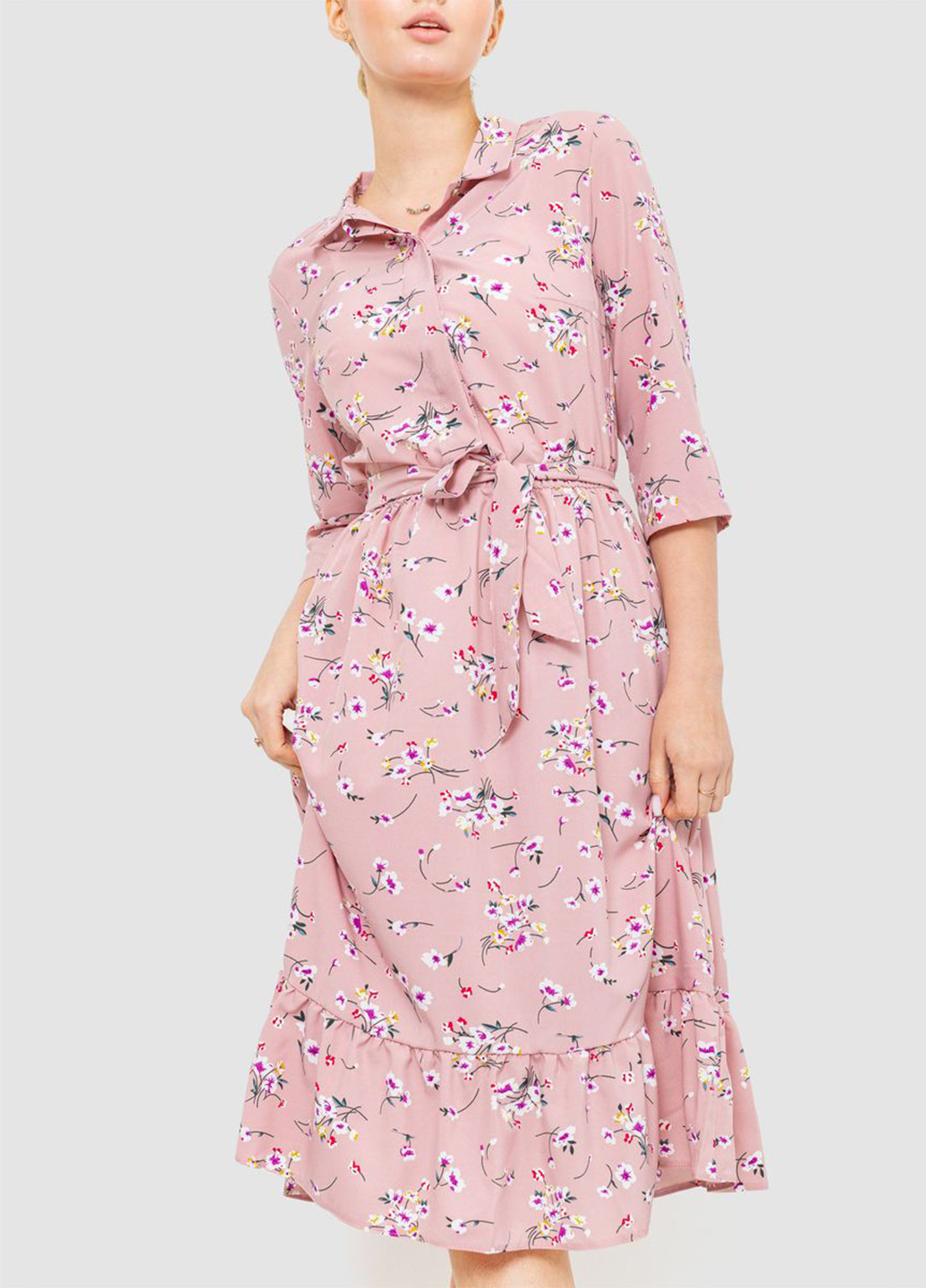 Светло-розовое кэжуал платье клеш Ager с цветочным принтом