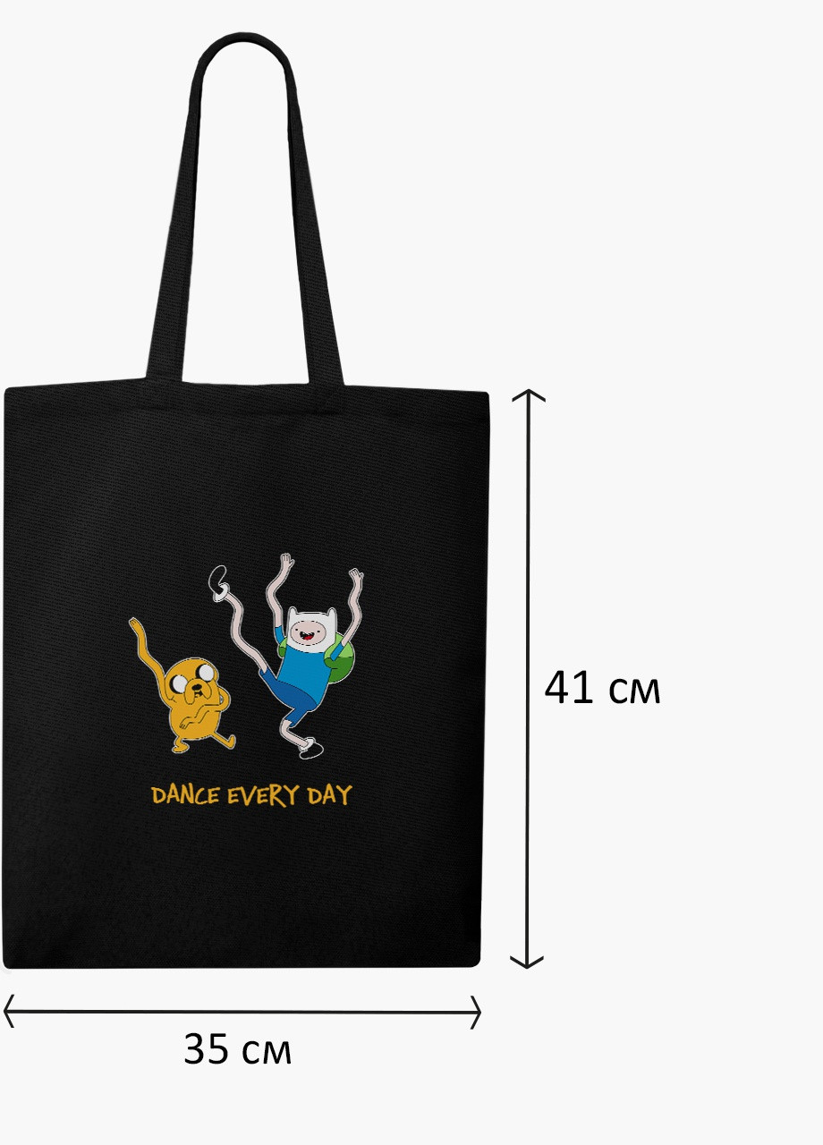 Эко сумка шоппер черная Финн и Джейк пес Время Приключений (Adventure Time) (9227-1580-BK) экосумка шопер 41*35 см MobiPrint (216642106)