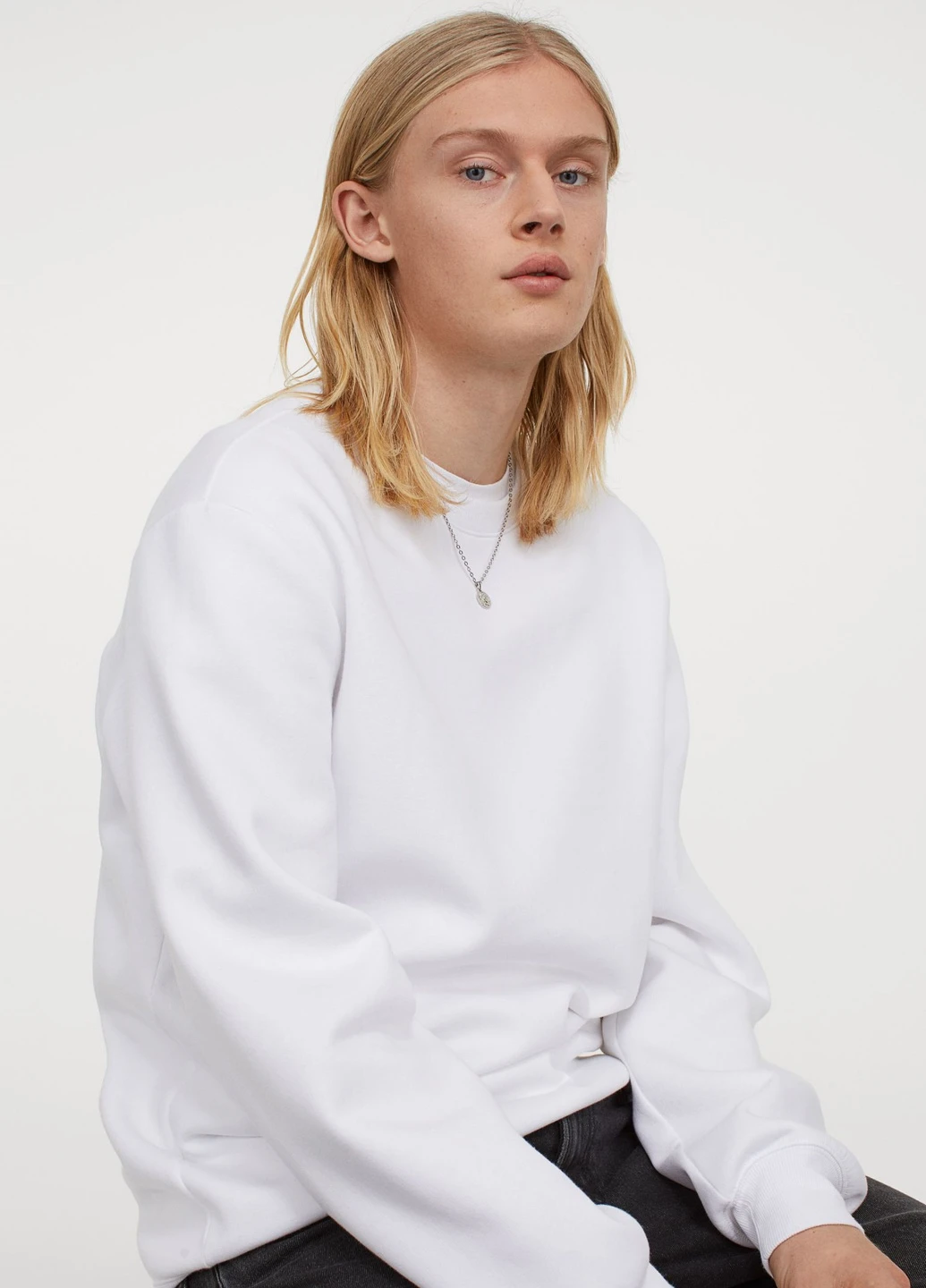 Белый свитшот H&M однотонный (223850655)