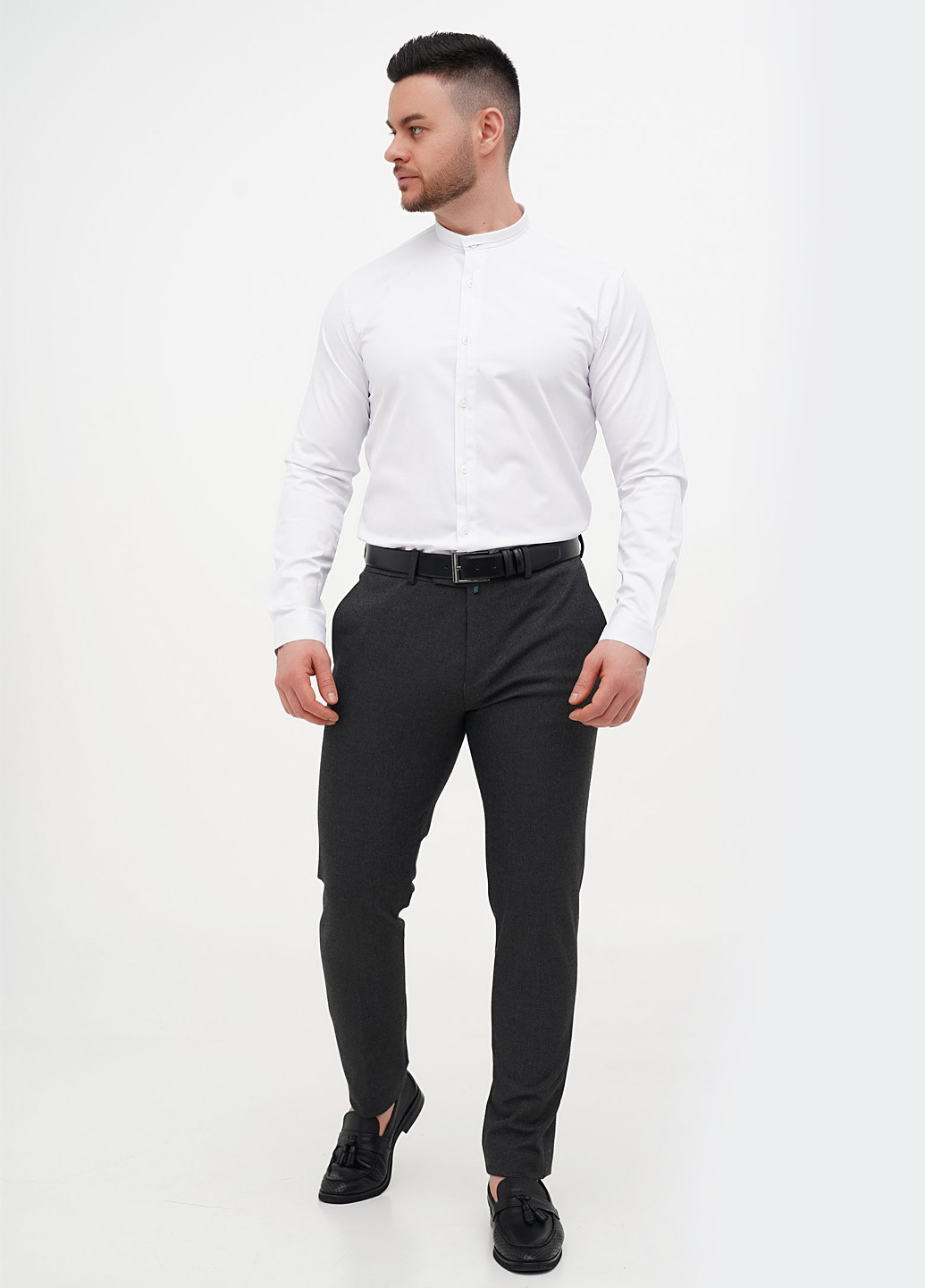 Белая праздничный, классическая рубашка однотонная Trend Collection