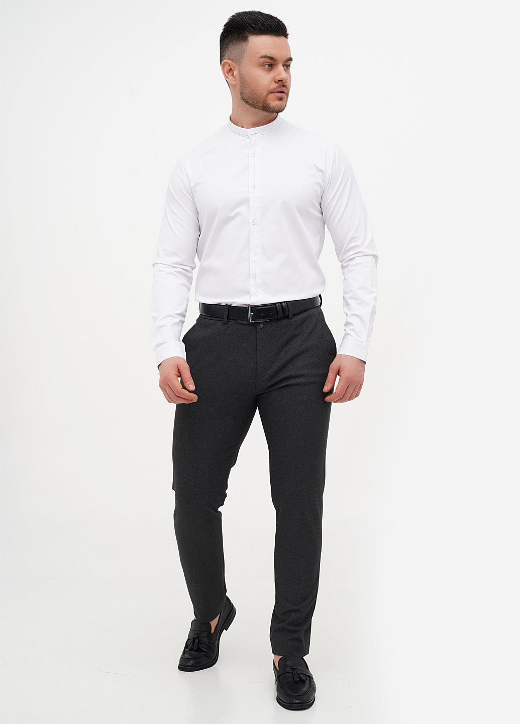 Белая праздничный, классическая рубашка однотонная Trend Collection