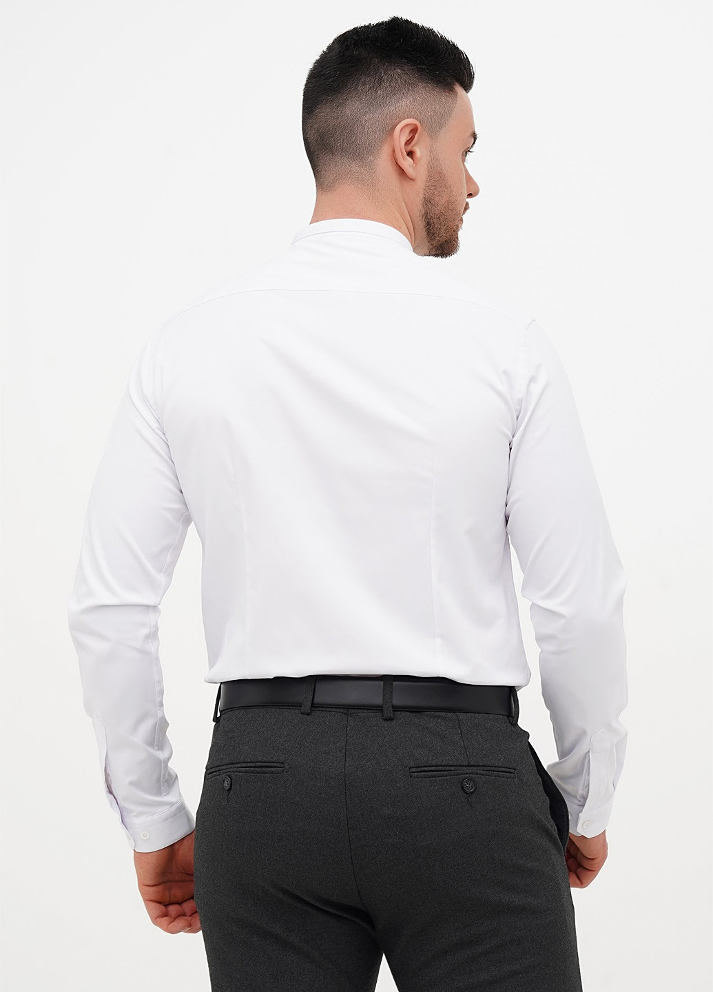 Белая праздничный, классическая рубашка однотонная Trend Collection