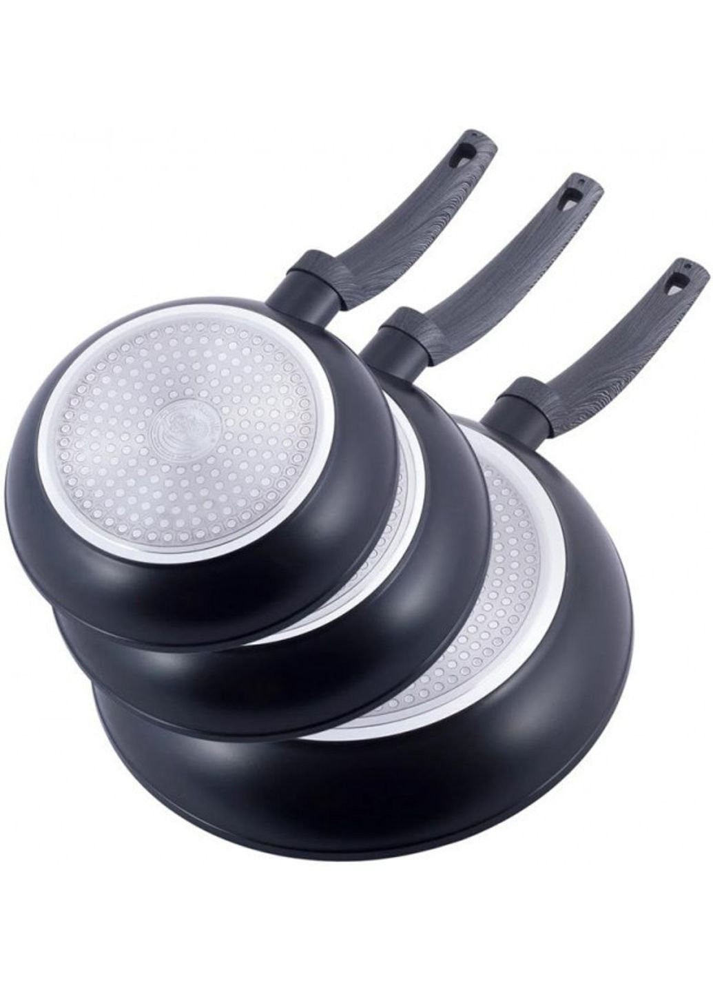 Набор сковород Gregers Black Ø20см, Ø24см, Ø28см с антипригарным покрытием ILAG Kamille (253571915)