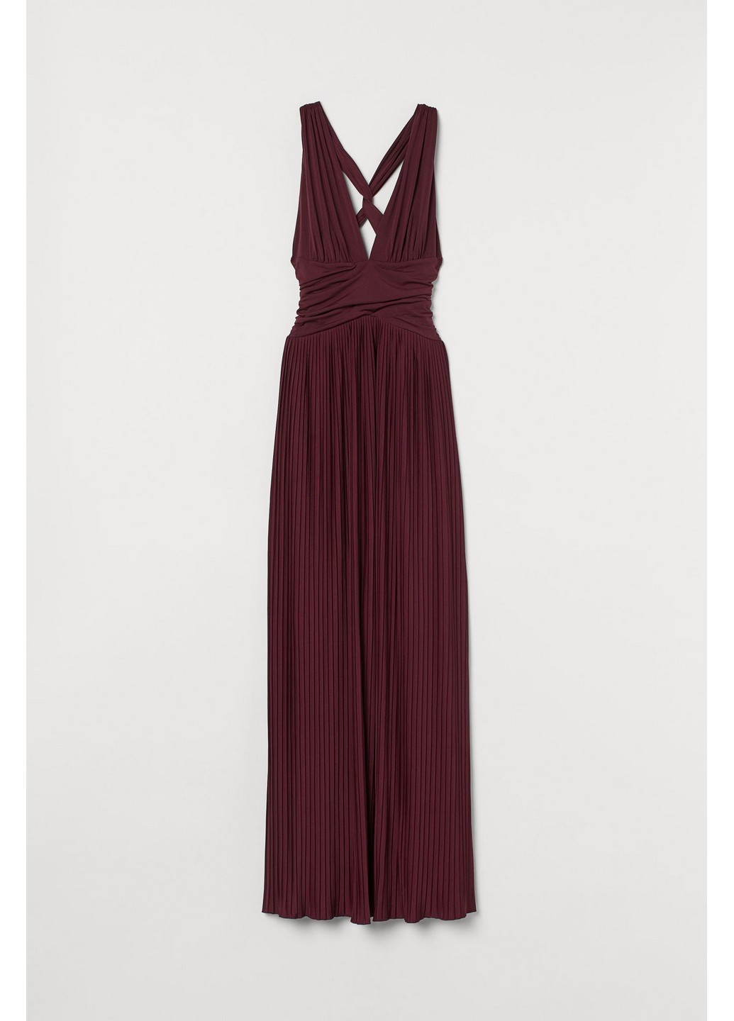 Бордовое вечернее платье H&M однотонное