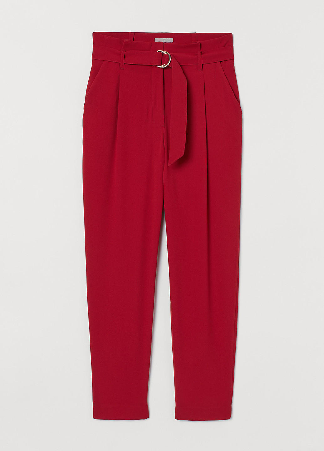 Вишневые кэжуал демисезонные зауженные, укороченные брюки H&M