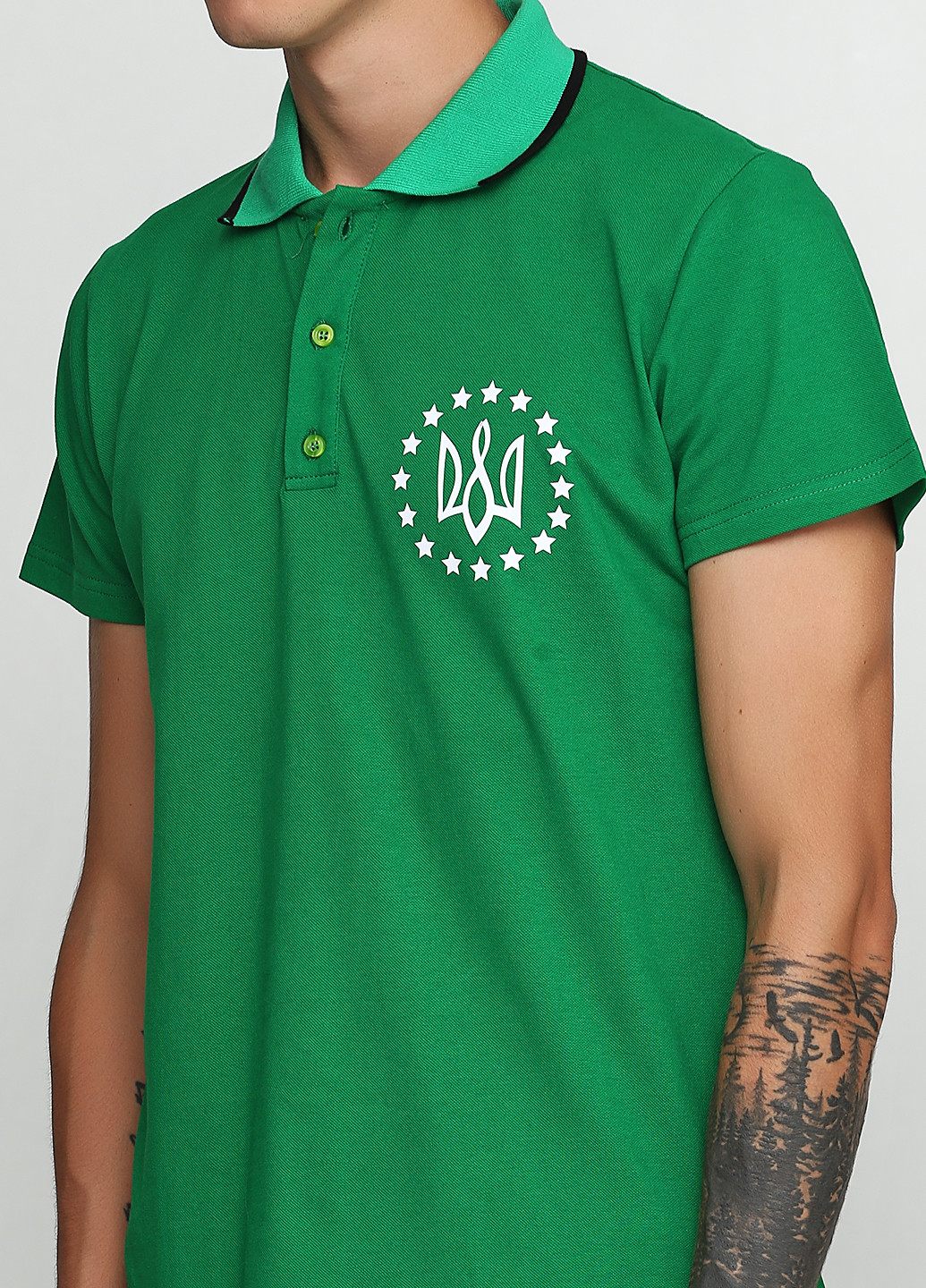 Зеленая футболка-поло для мужчин Manatki с рисунком