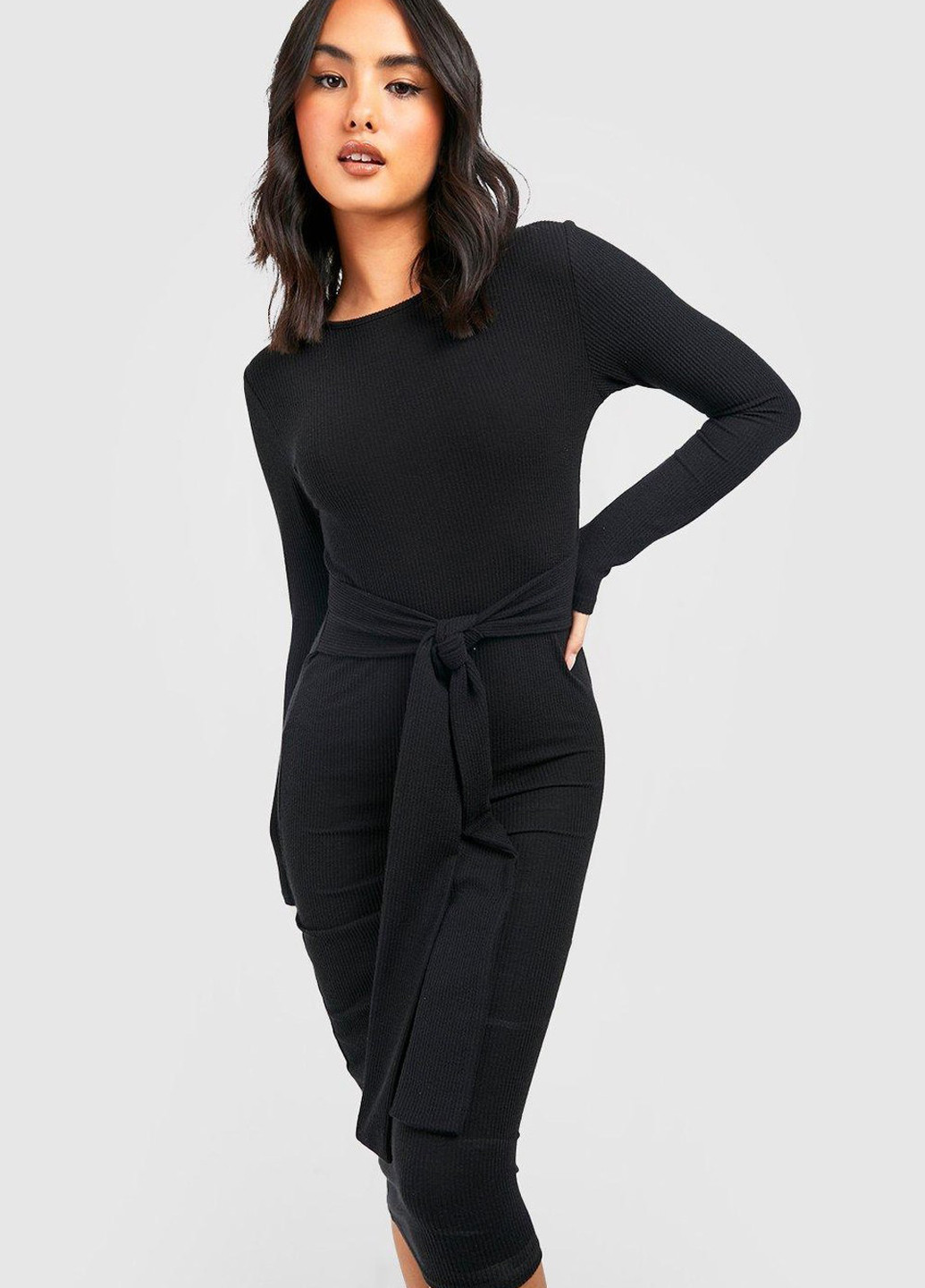 Черное кэжуал платье силуэтная Boohoo однотонное