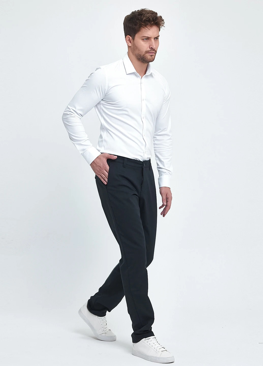 Темно-синие кэжуал демисезонные зауженные брюки Trend Collection