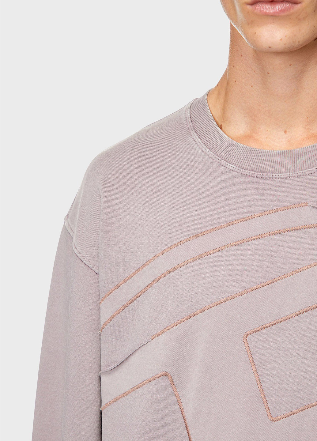 Серый свитшот Diesel однотонный вышивка (328209798)