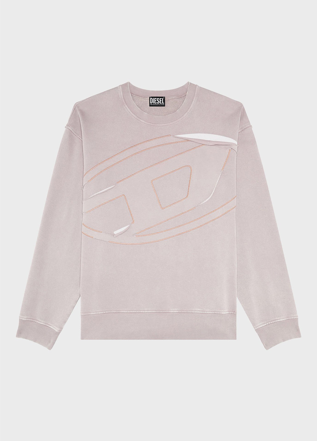 Серый свитшот Diesel однотонный вышивка (328209798)