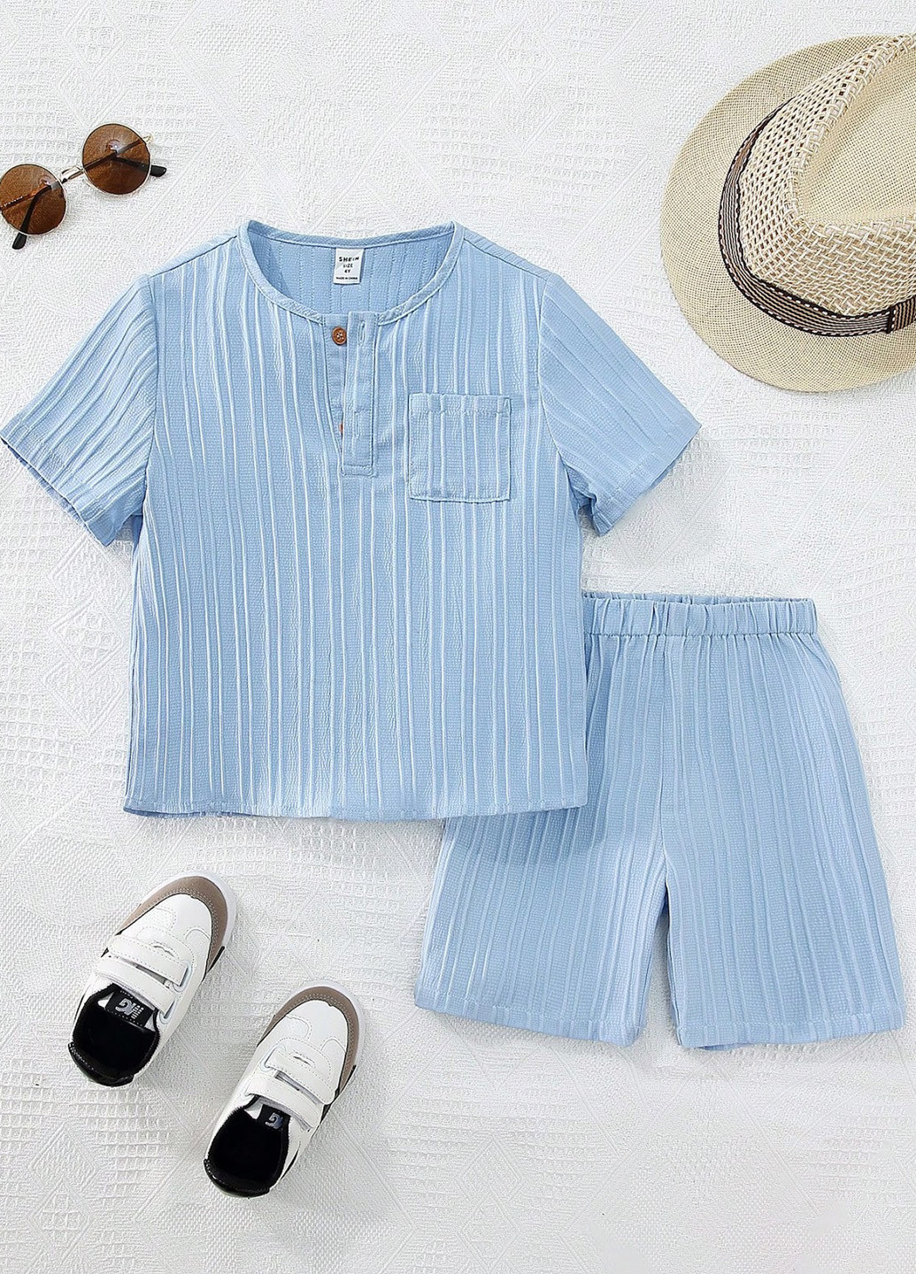 Блакитний літній комплект (футболка, шорти) SHEIN