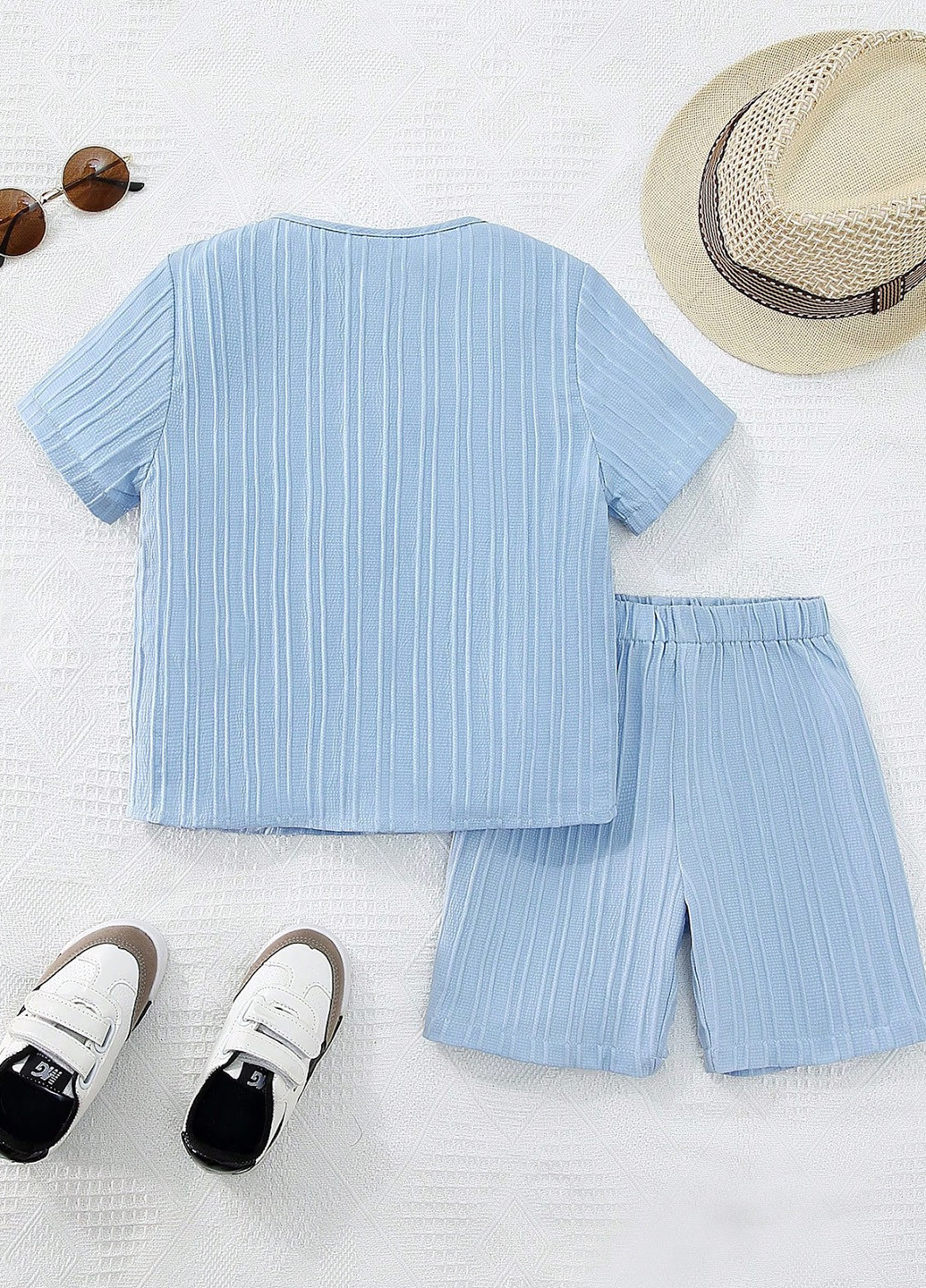 Блакитний літній комплект (футболка, шорти) SHEIN
