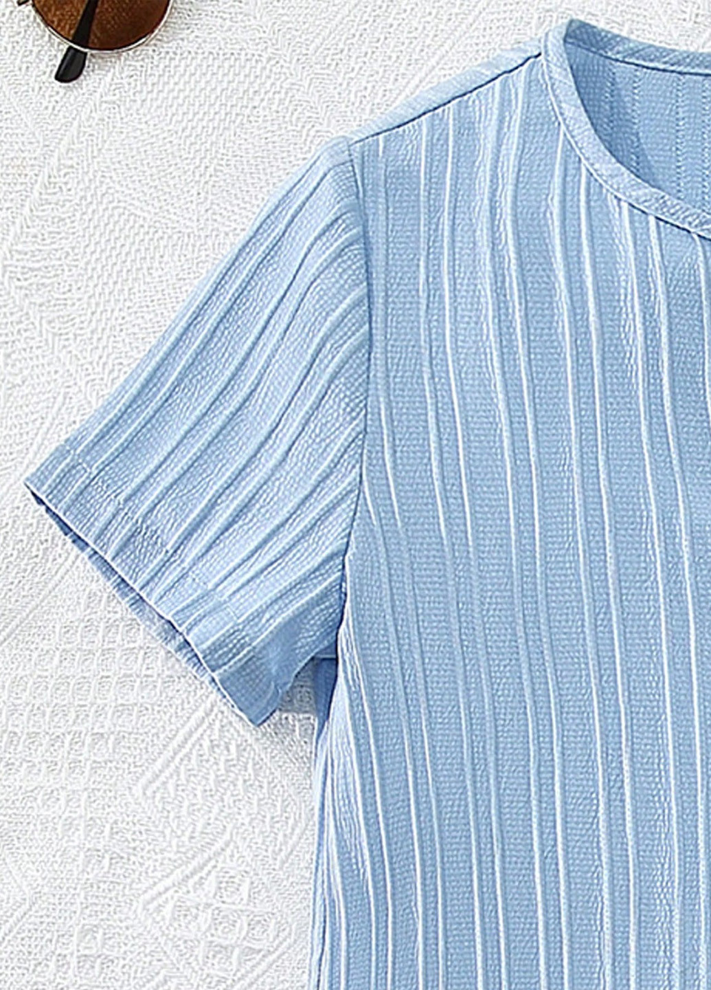 Блакитний літній комплект (футболка, шорти) SHEIN