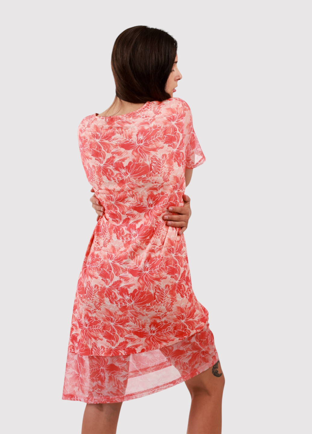 Коралова кежуал сукня а-силует Studio 1886 з абстрактним візерунком