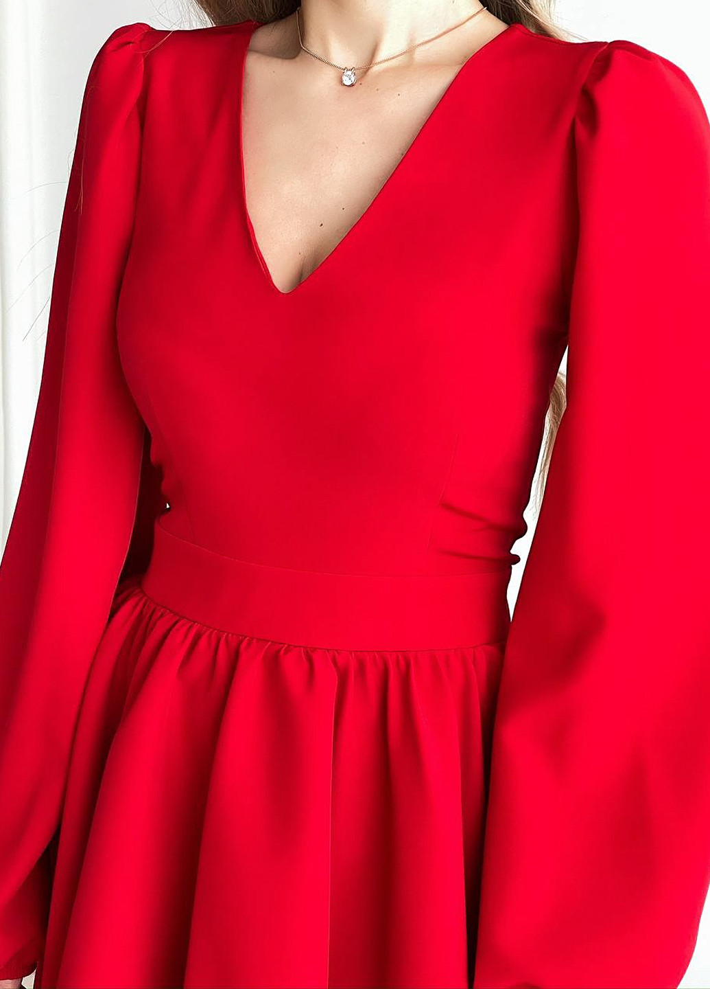 Красное кэжуал платье клеш No Brand однотонное