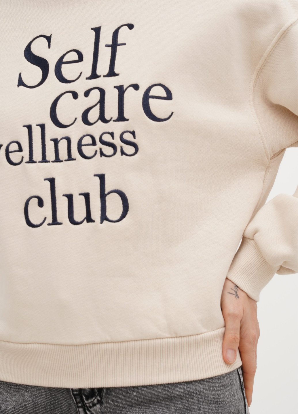 Светло-бежевый свитшот H&M надпись без декора (366488477)