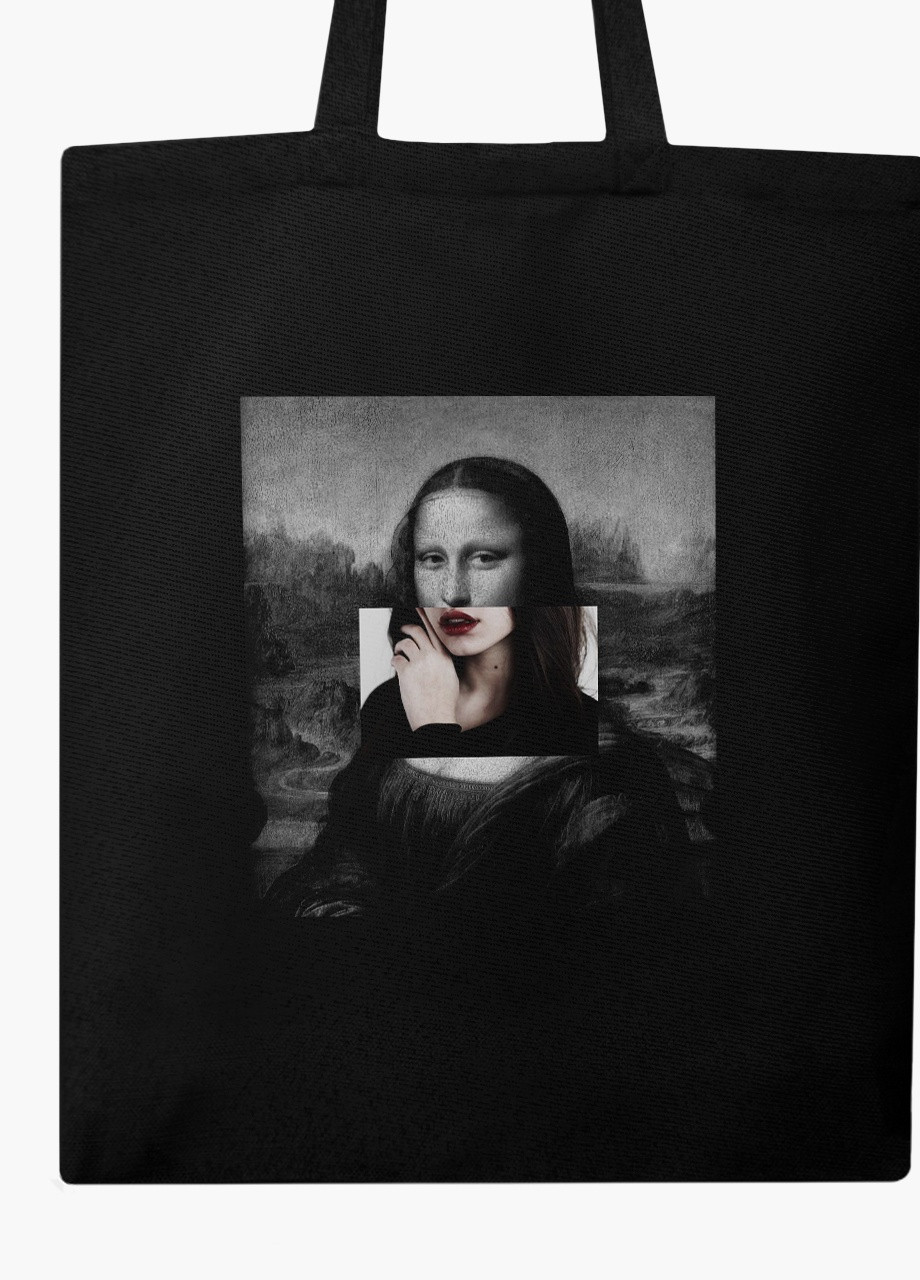 Еко сумка шоппер чорна Ренесанс Мона Ліза "Джоконда» (Mona Lisa La Gioconda) (9227-1202-BK) Еко сумка шоппер чорна 41*35 см MobiPrint (215943939)