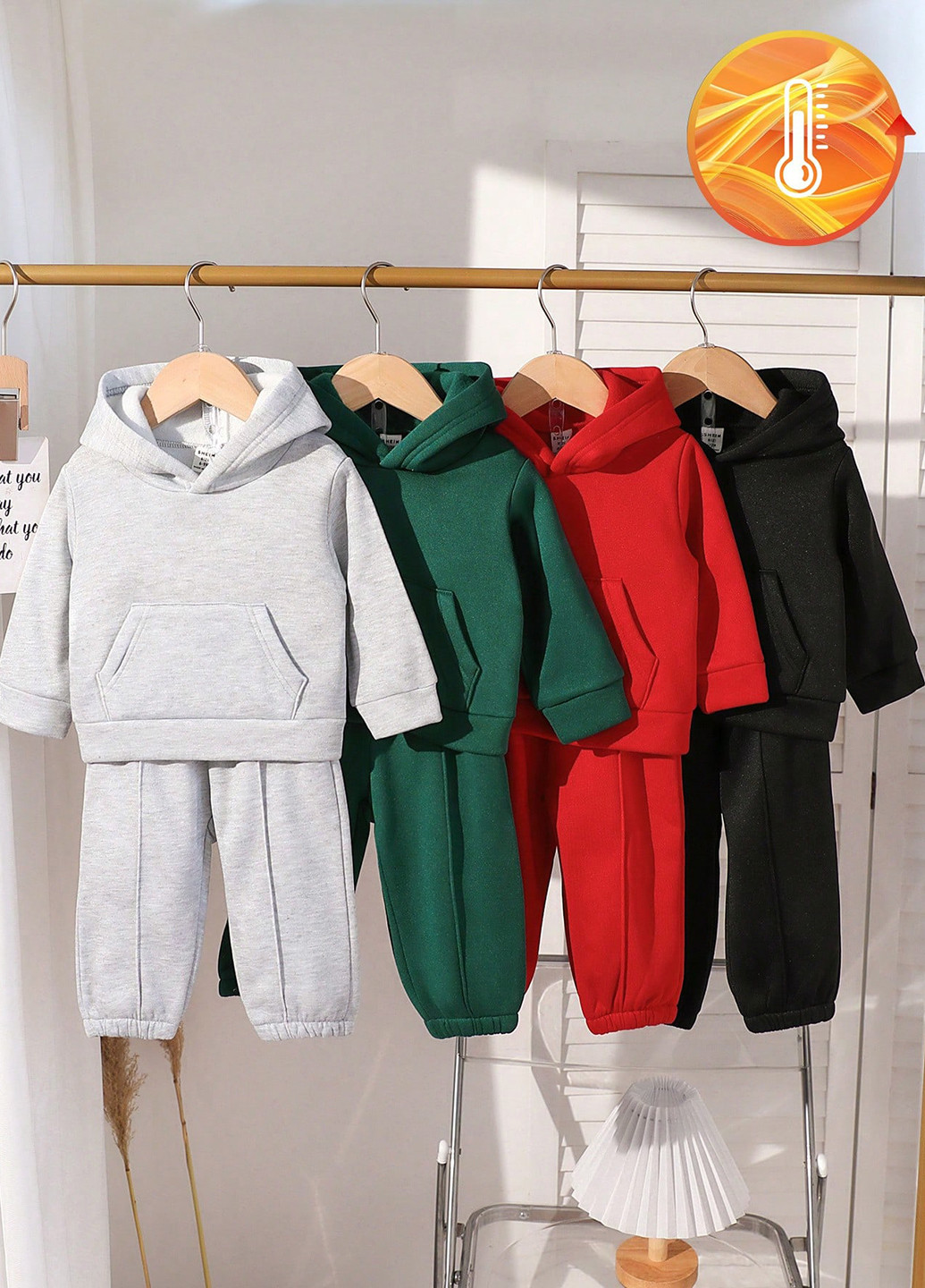 Комбінований зимній костюм (худі (4шт.), брюки (4шт.)) брючний SHEIN