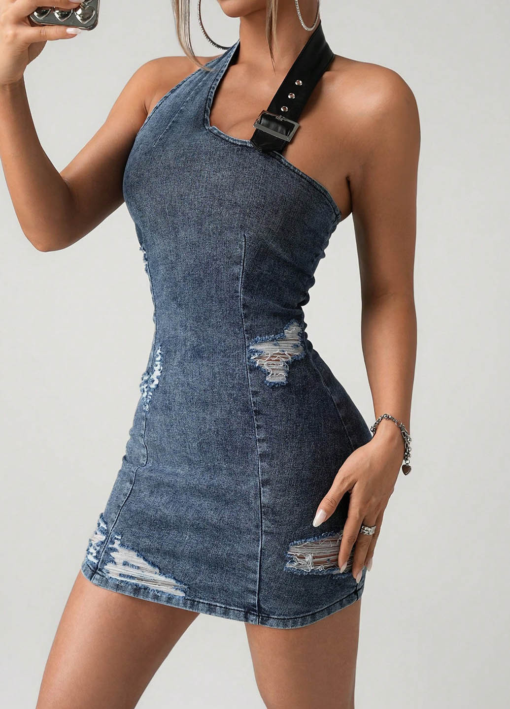 Синя джинсова сукня футляр, з відкритою спиною SHEIN варенка