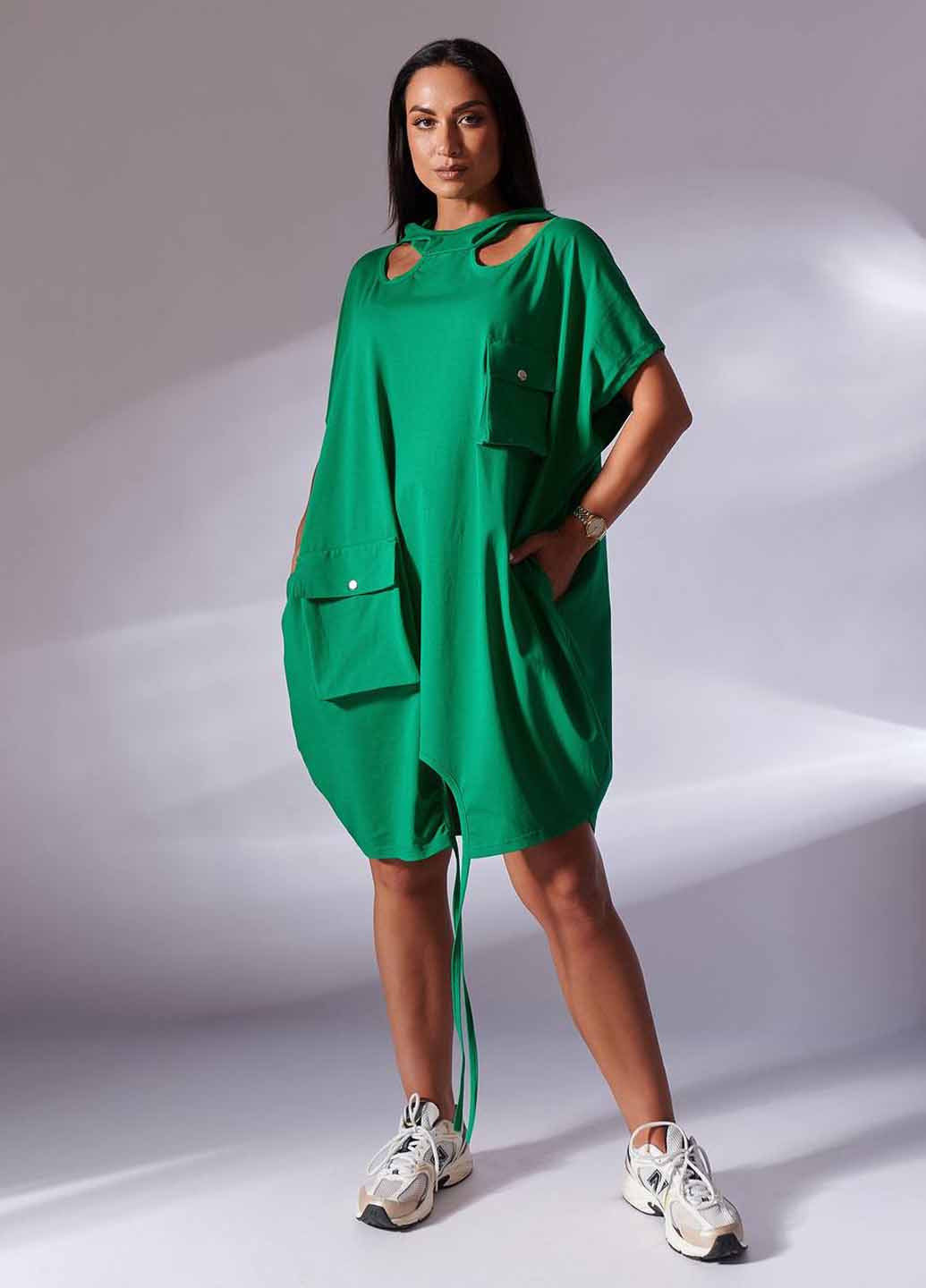 Зеленое кэжуал платье платье-худи LibeAmore однотонное