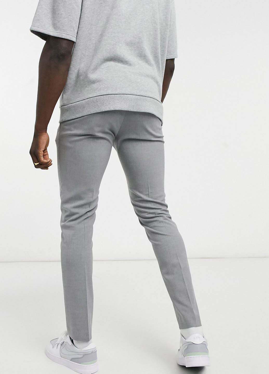 Серые кэжуал демисезонные зауженные брюки Asos