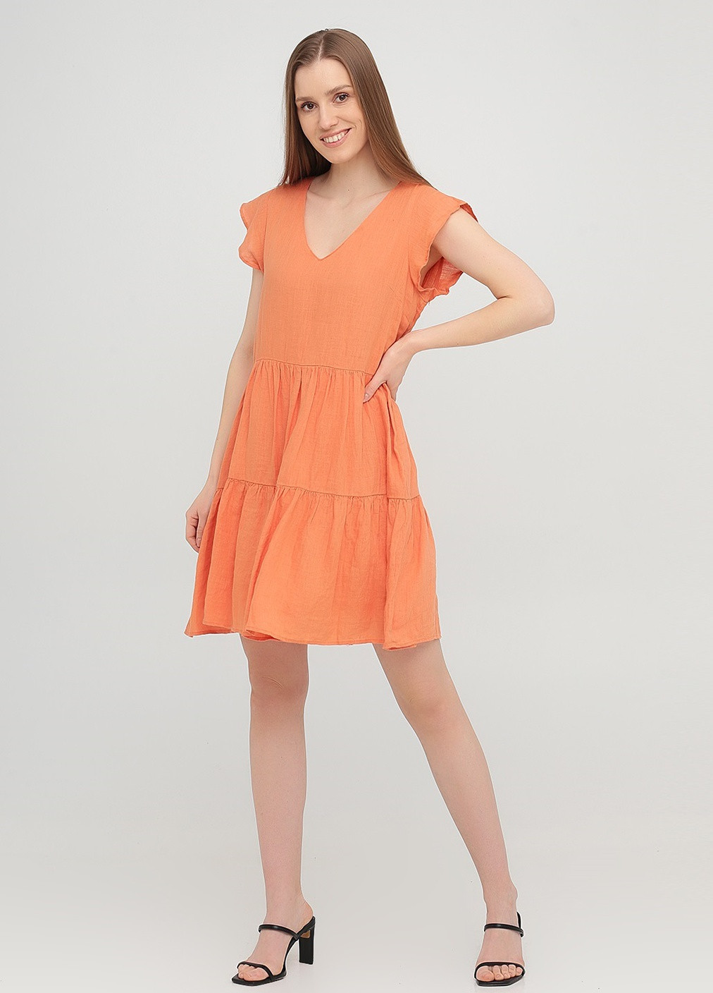 Оранжевое кэжуал платье клёш Dilvin