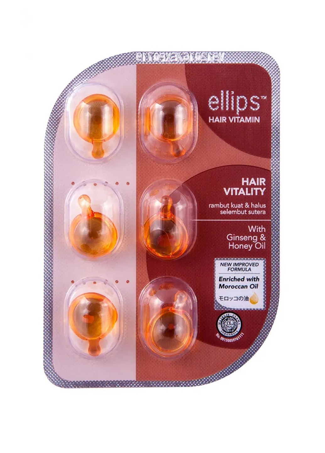 Витамины-масло для волос Увлажнение с экстрактом Женьшеня и Меда 6 шт Ellips (254953338)