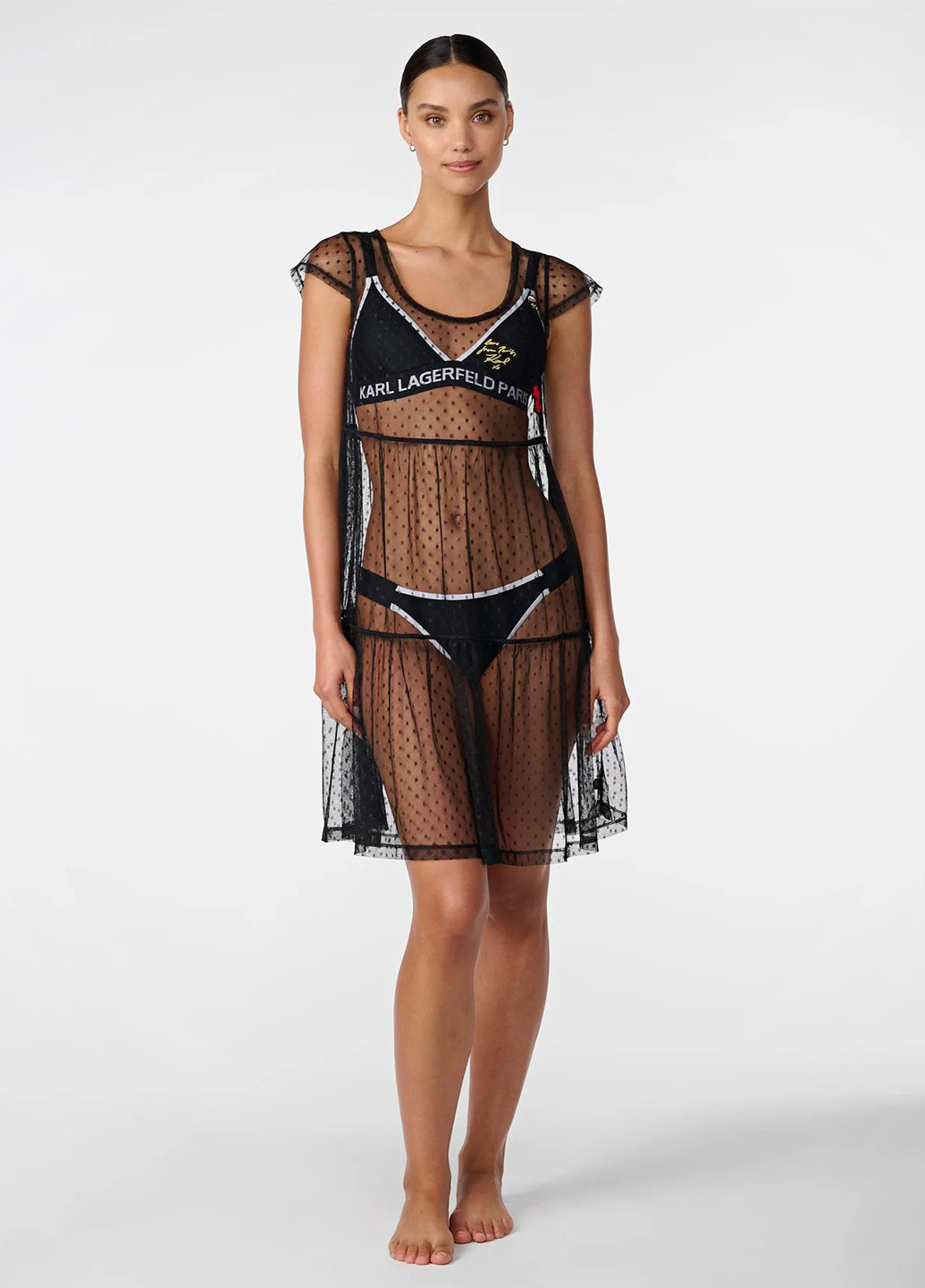 Черное пляжное платье Karl Lagerfeld однотонное