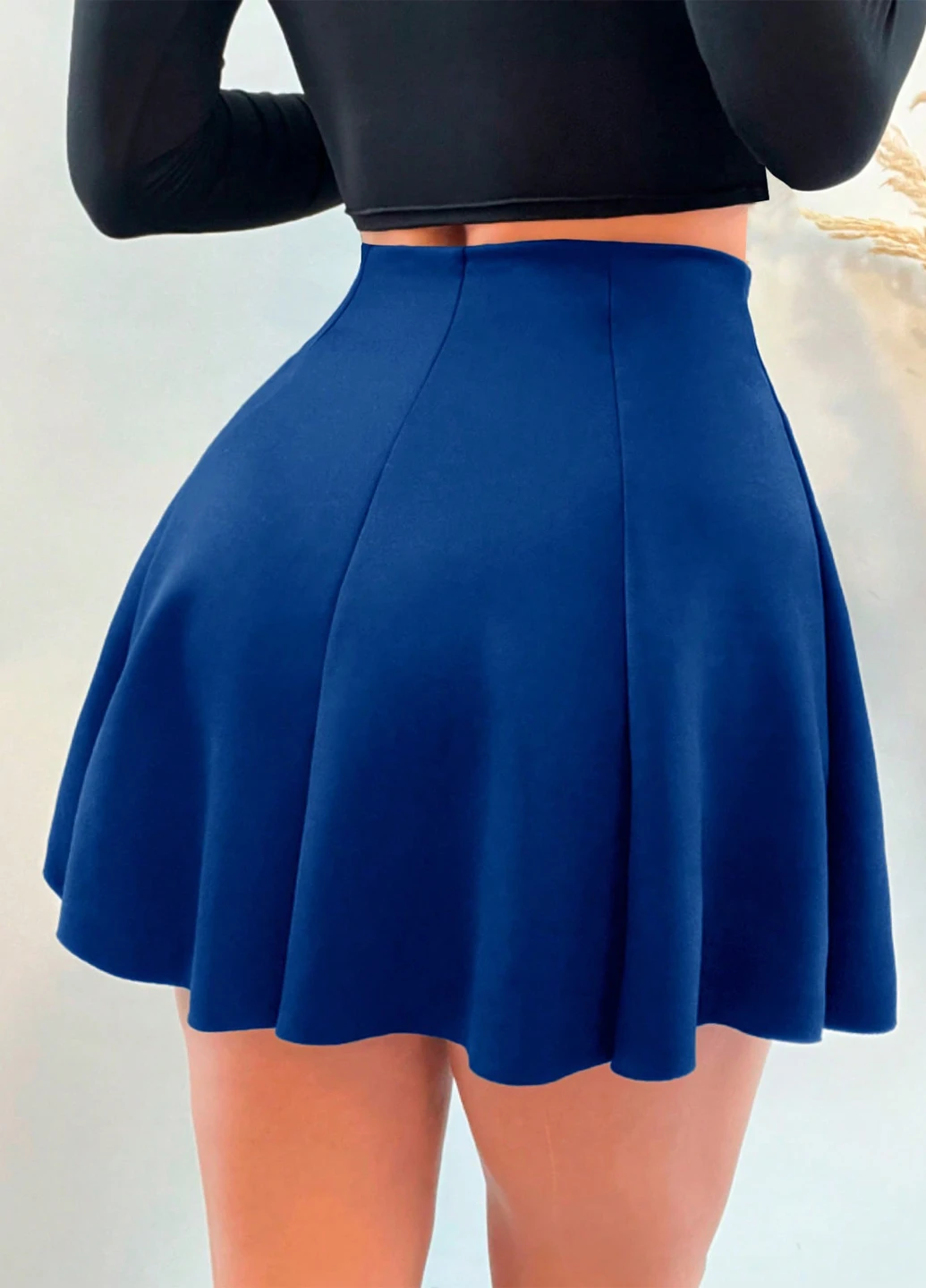 Синяя кэжуал однотонная юбка SHEIN клешированная