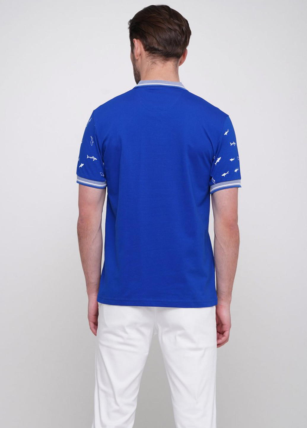Синяя футболка-поло для мужчин Trend Collection с рисунком