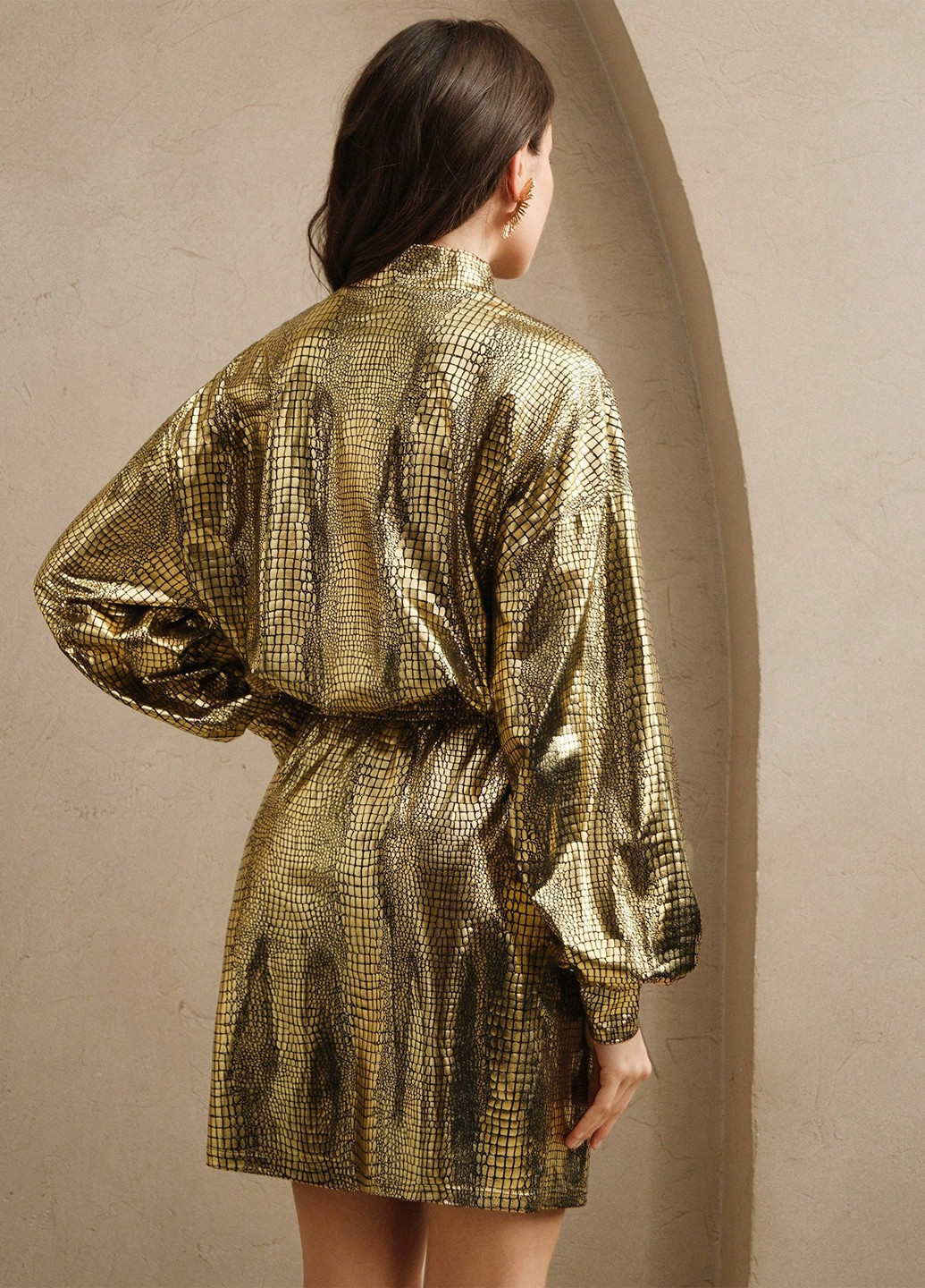 Золотой коктейльное платье SHEIN змеиный