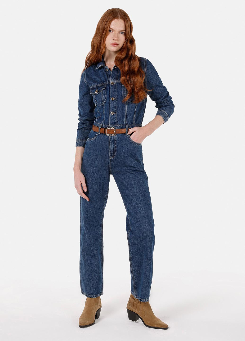 Комбинезон Colin's комбинезон-брюки однотонный синий денил хлопок