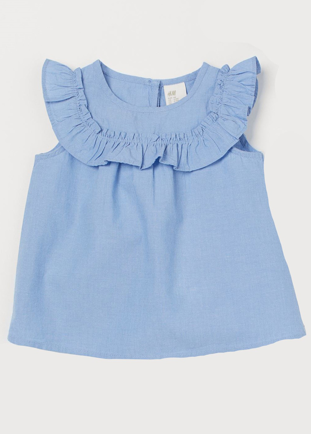Блуза H&M однотонна блакитна кежуал бавовна