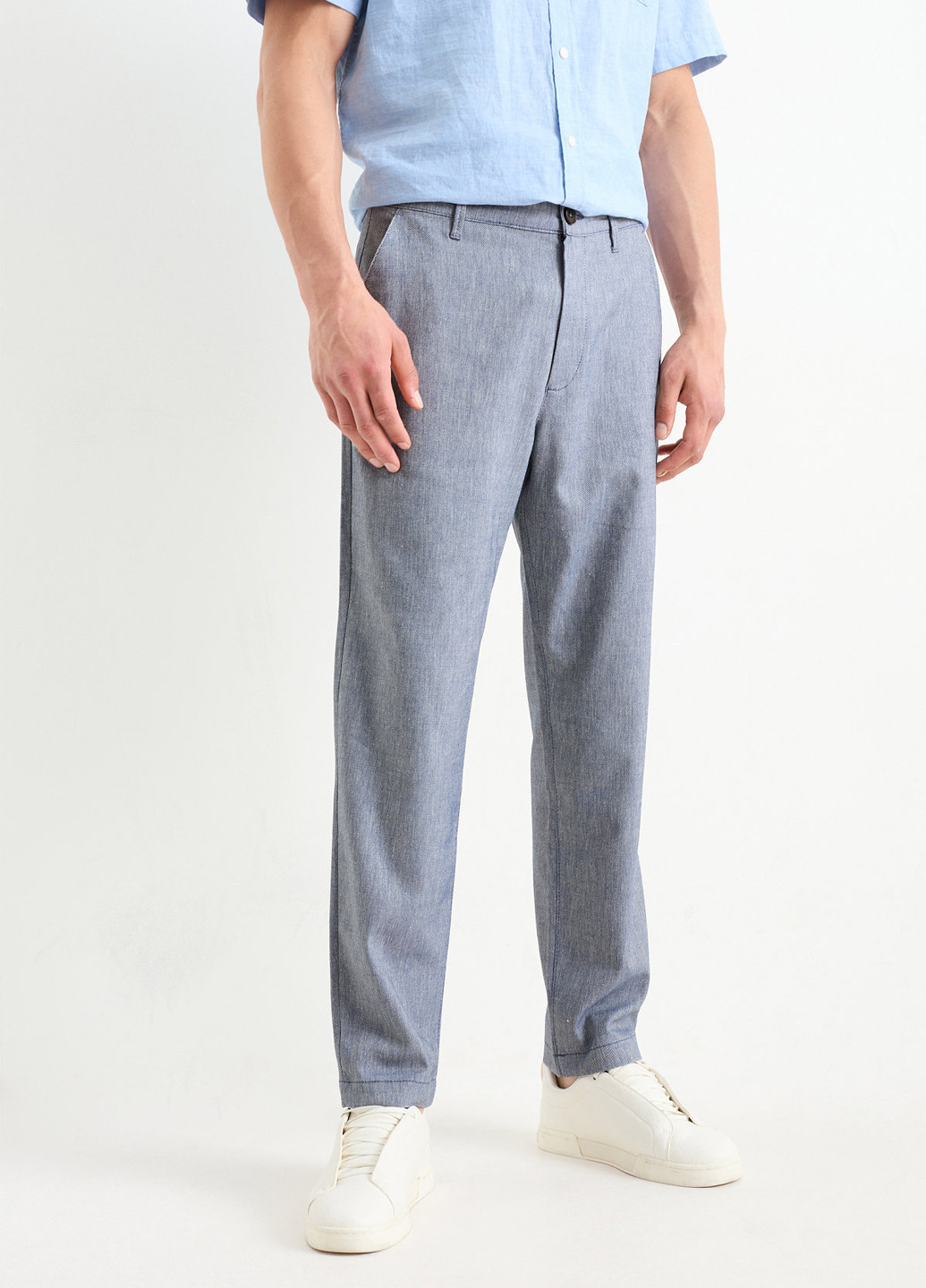 Серо-синие классические, кэжуал демисезонные зауженные брюки C&A