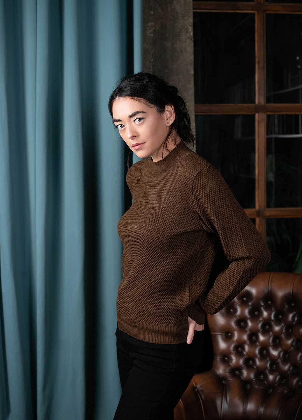 Коричневий зимовий светр Simple Wear