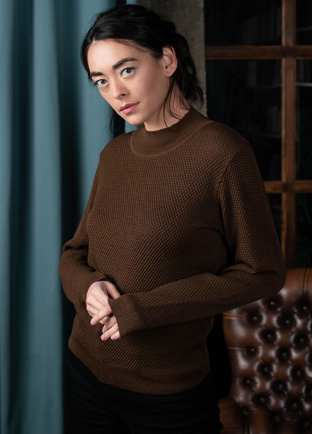 Коричневий зимовий светр Simple Wear