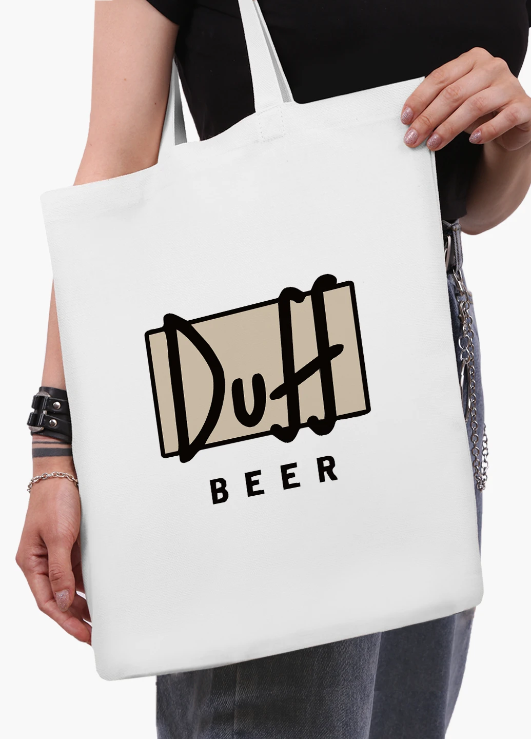 Еко сумка шоппер біла Сімпсони Дафф (The Simpsons Duff Beer) (9227-1995-WT2) Еко сумка шоппер біла 41*35 см MobiPrint (219123949)