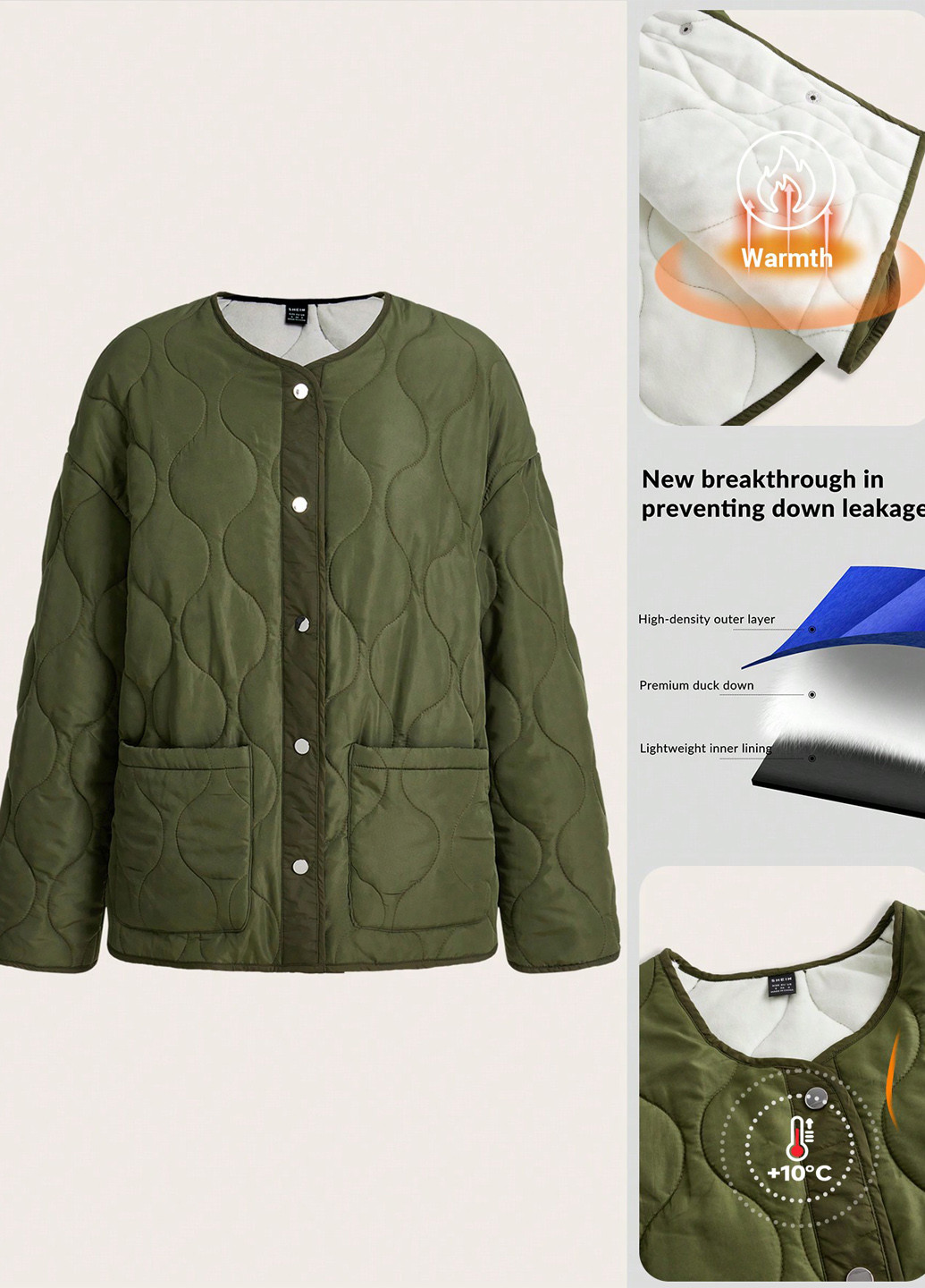 Зеленая зимняя куртка SHEIN