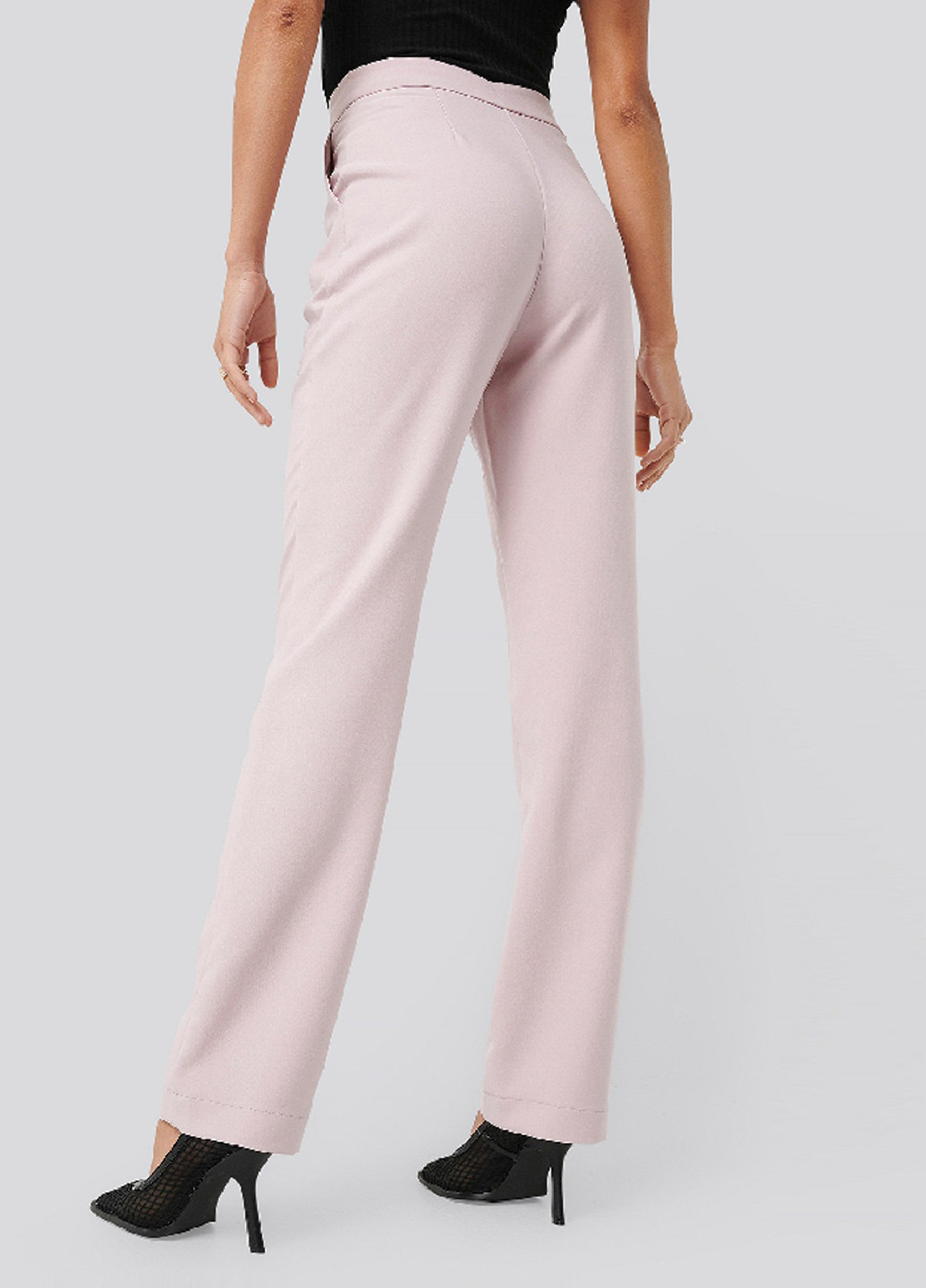 Светло-розовые кэжуал демисезонные зауженные, прямые брюки NA-KD