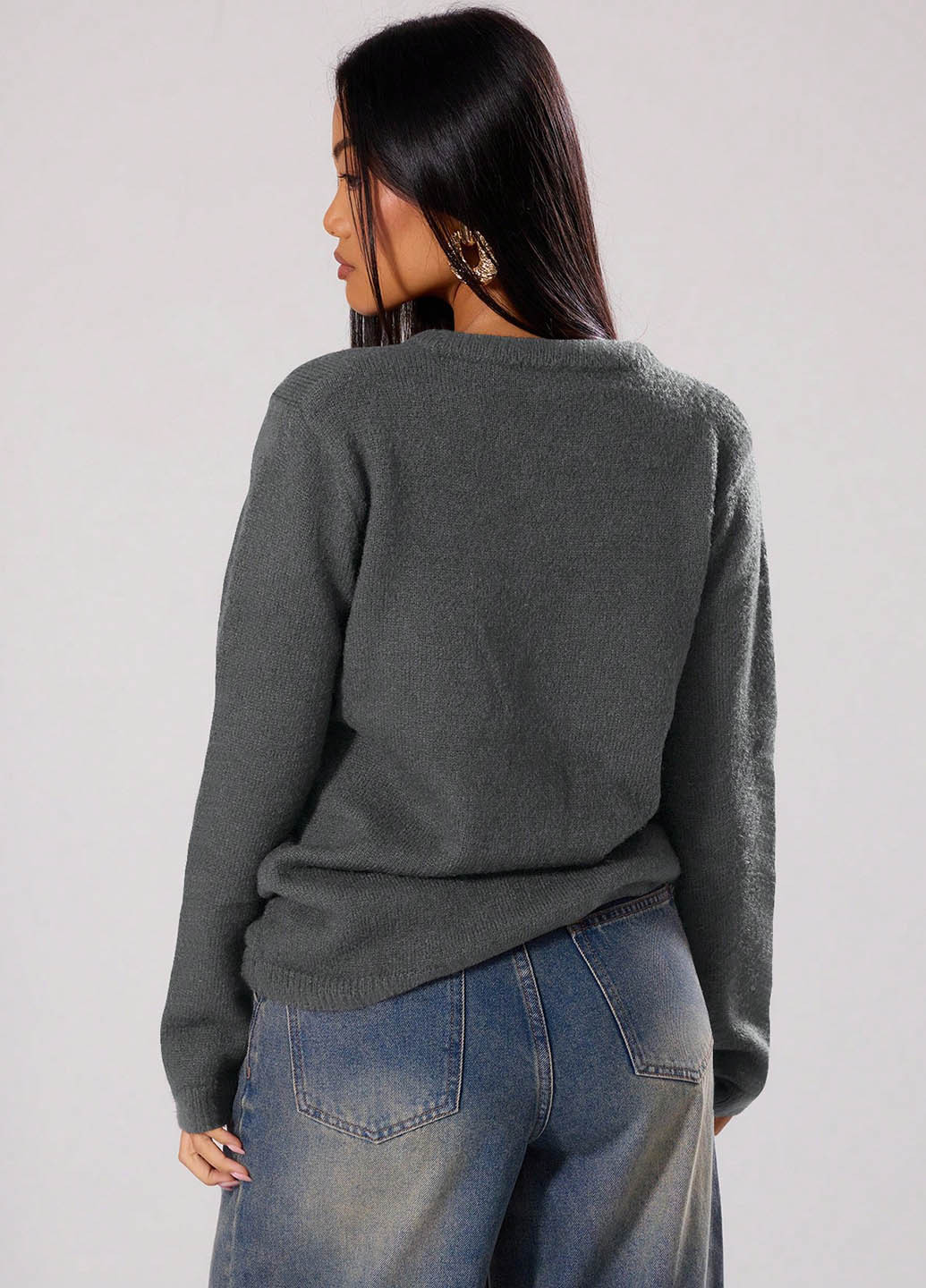 Темно-серый демисезонный кардиган SHEIN