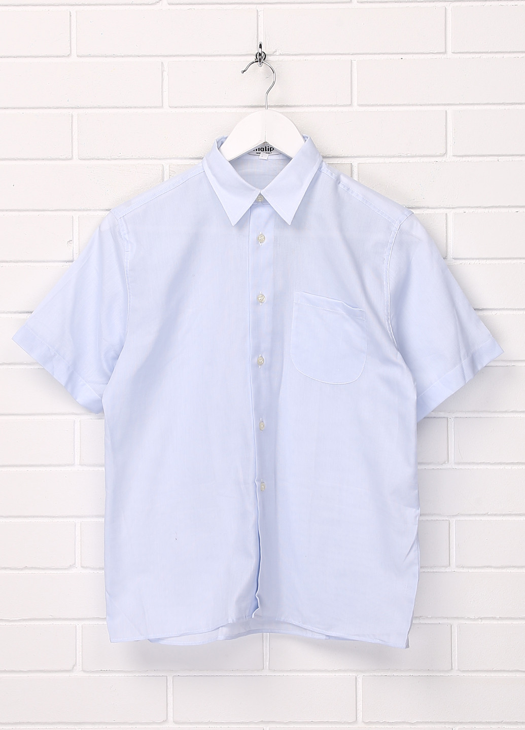 Голубой кэжуал рубашка однотонная Malip с коротким рукавом
