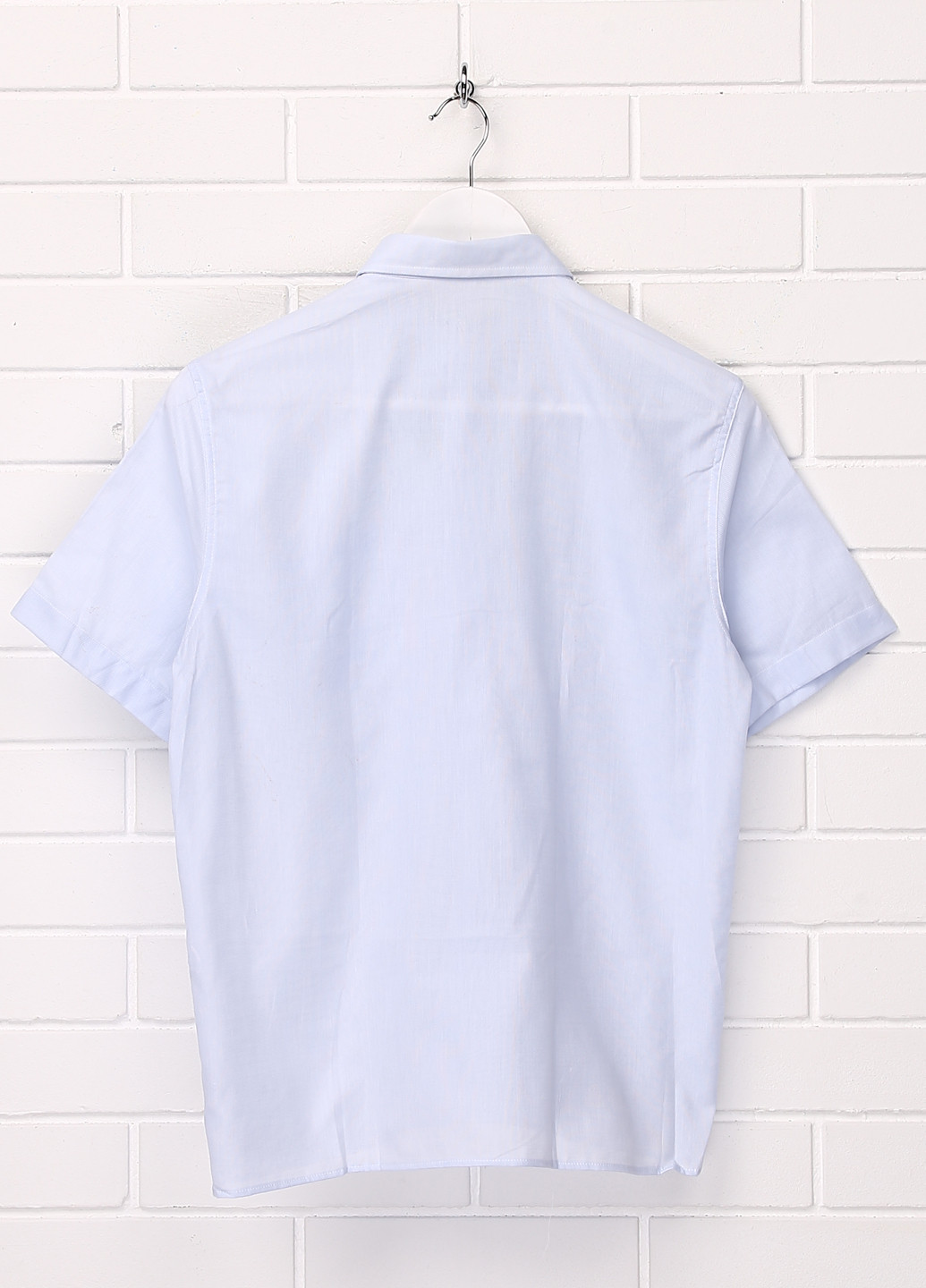 Голубой кэжуал рубашка однотонная Malip с коротким рукавом