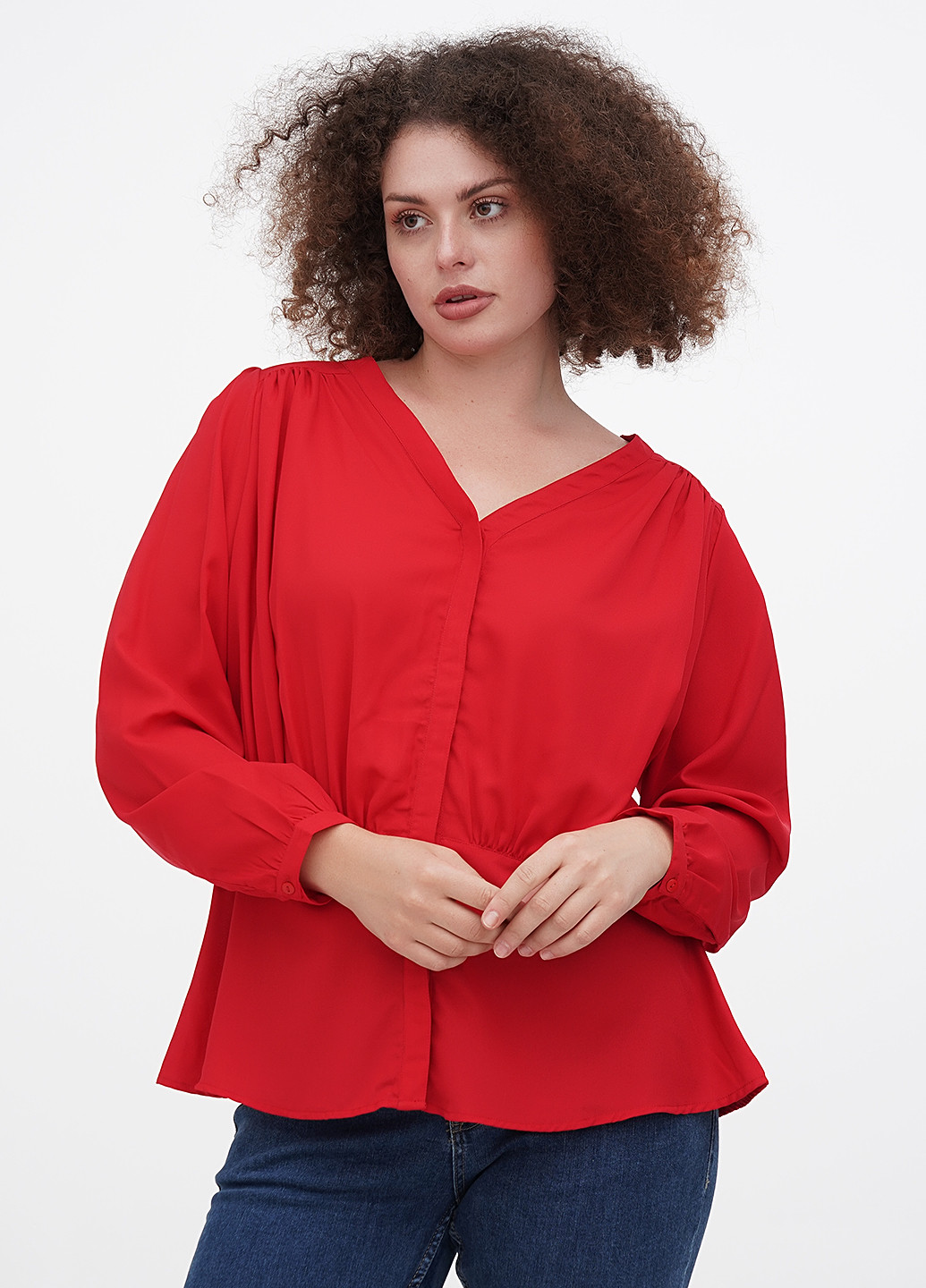 Червона блуза з баскою Creation L